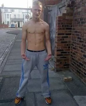 “Shirtless Scally lad in trackies” ...