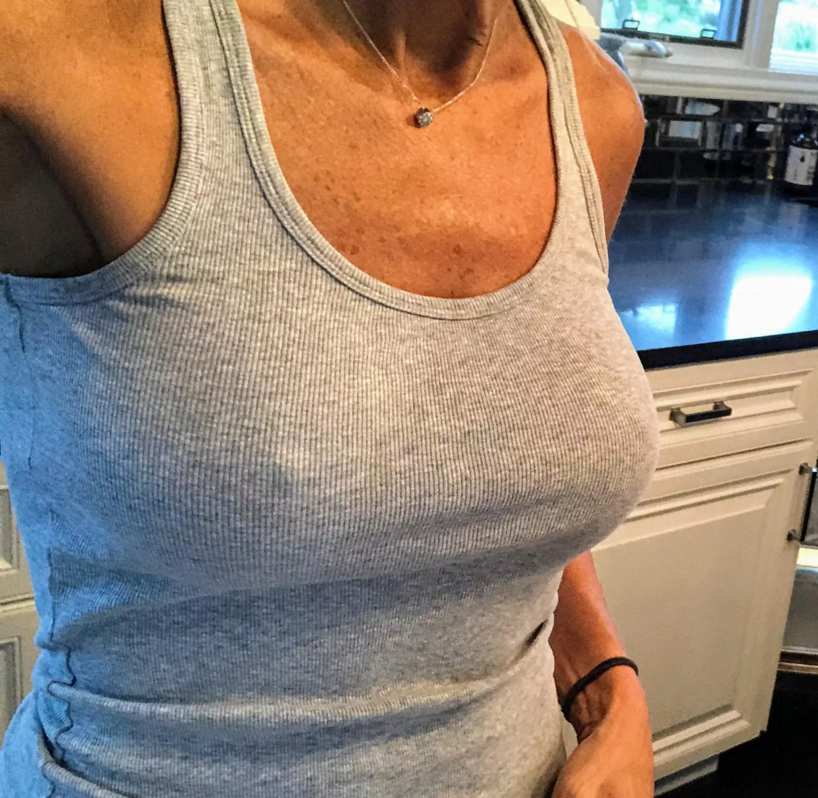 Should 48 y.o. wife and mother of three run errands with out a bra?