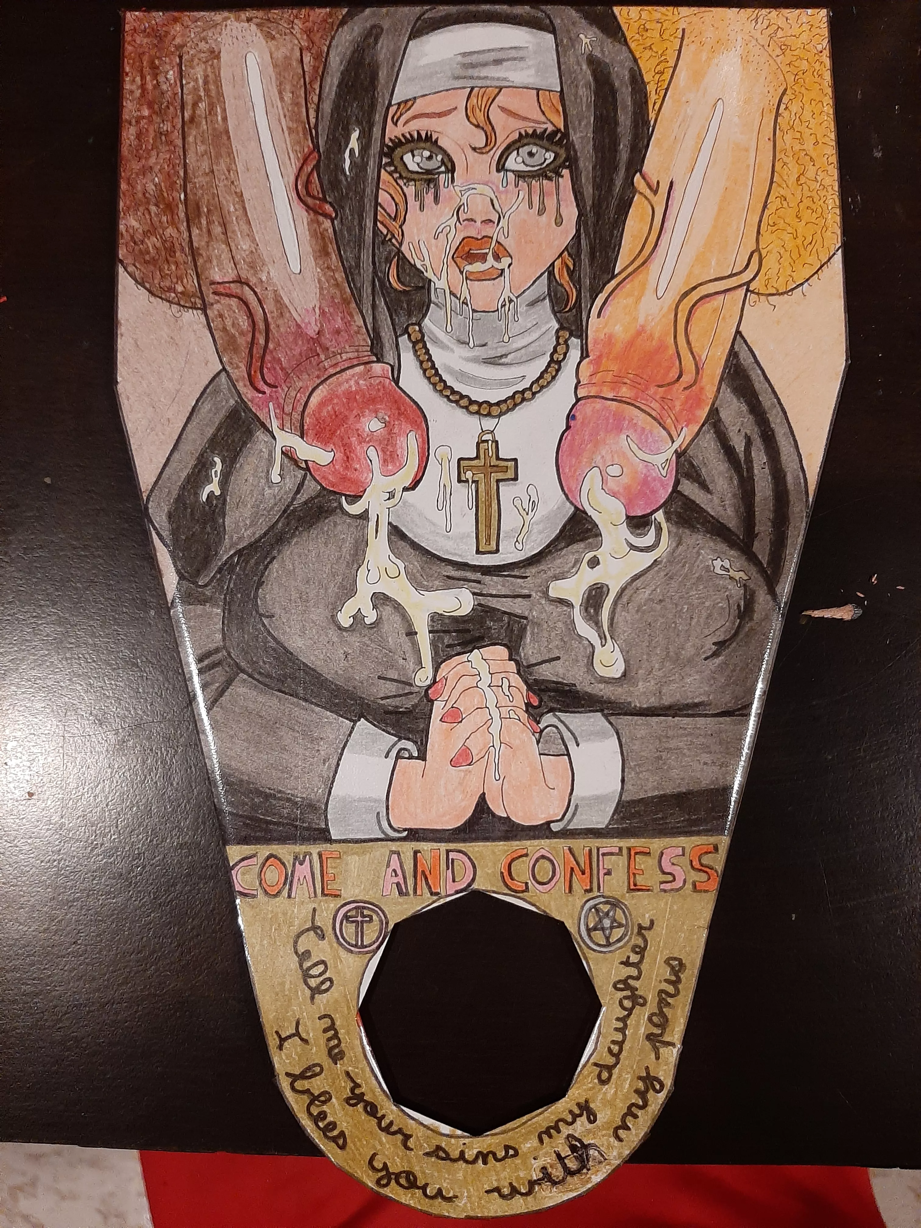 SinsConfess, by me, pastel, 2021