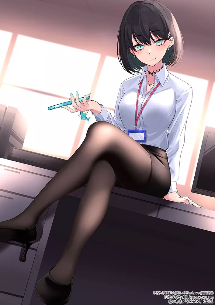 Sitting on top of her Desk [Kuro Tights]