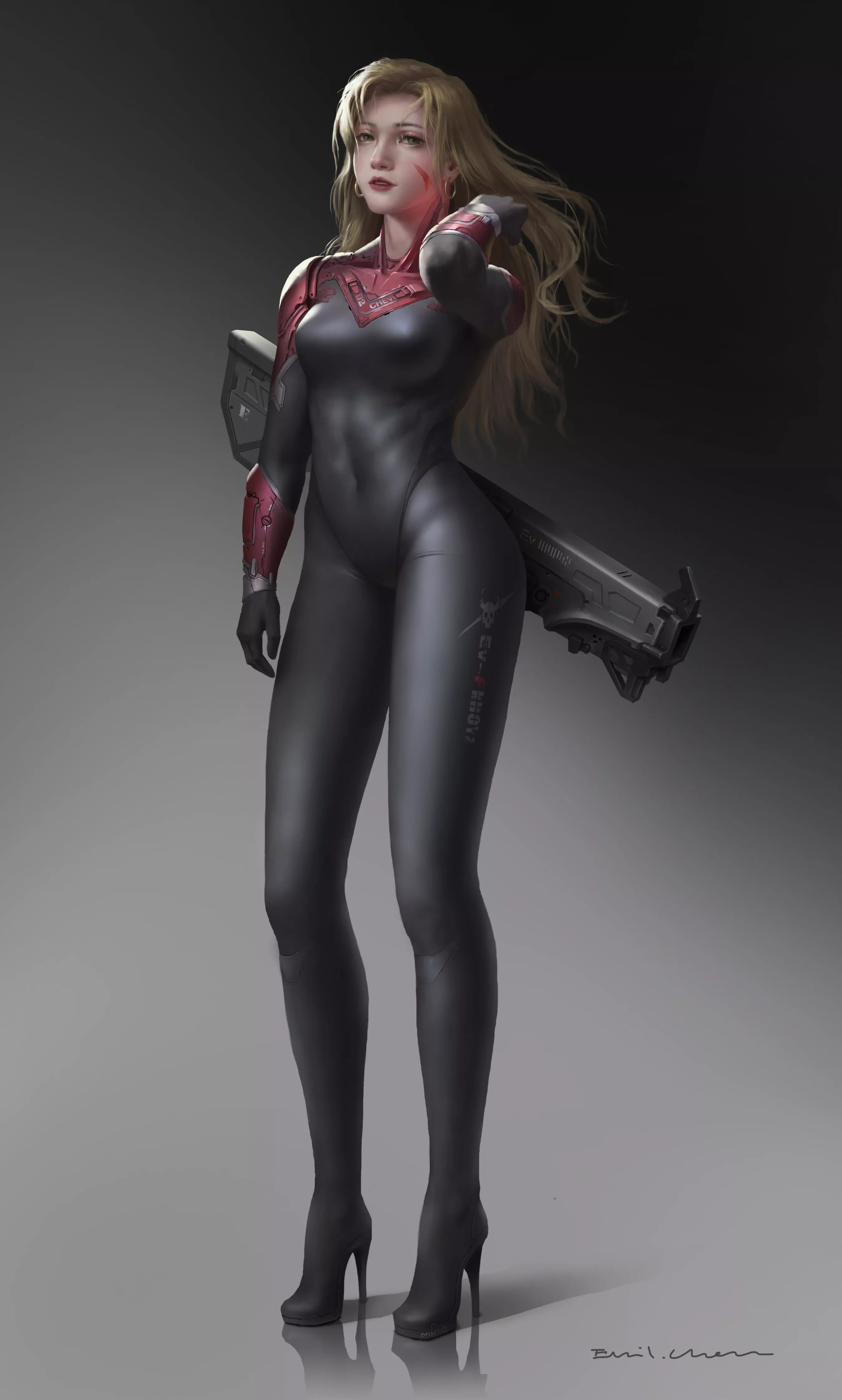 Skin Tight Black Bodysuit Blonde Bounty Hunter (Fangfu Kandaole Yuzhou) [Original]