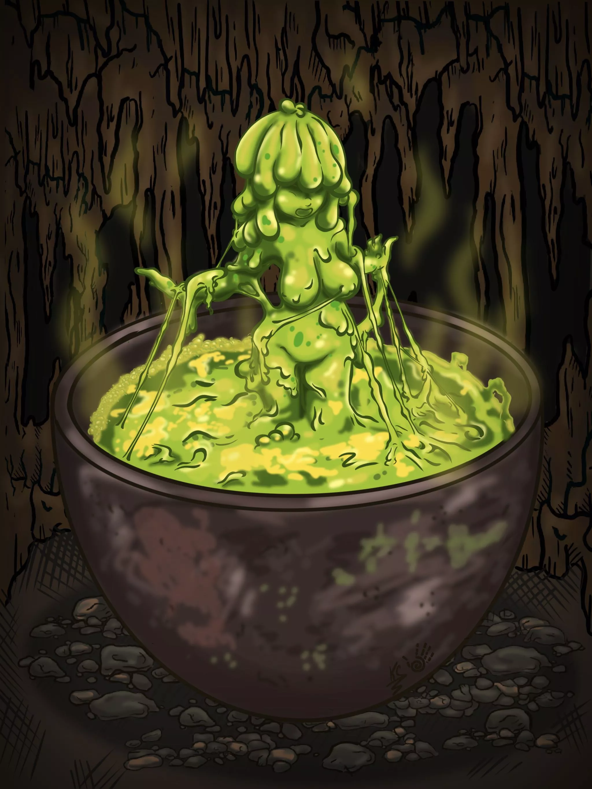 SlimeGirl Summoned (artist: ooh-a-piece of candy) inspired by: HAPPY_GORDON_FREEMANâ€™s 3D model project