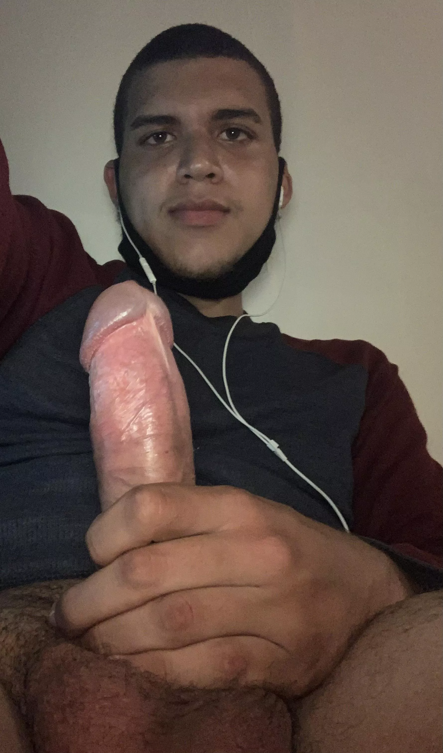 Smiling since I know how much youâ€™d enjoy choking on my shiny hard cock