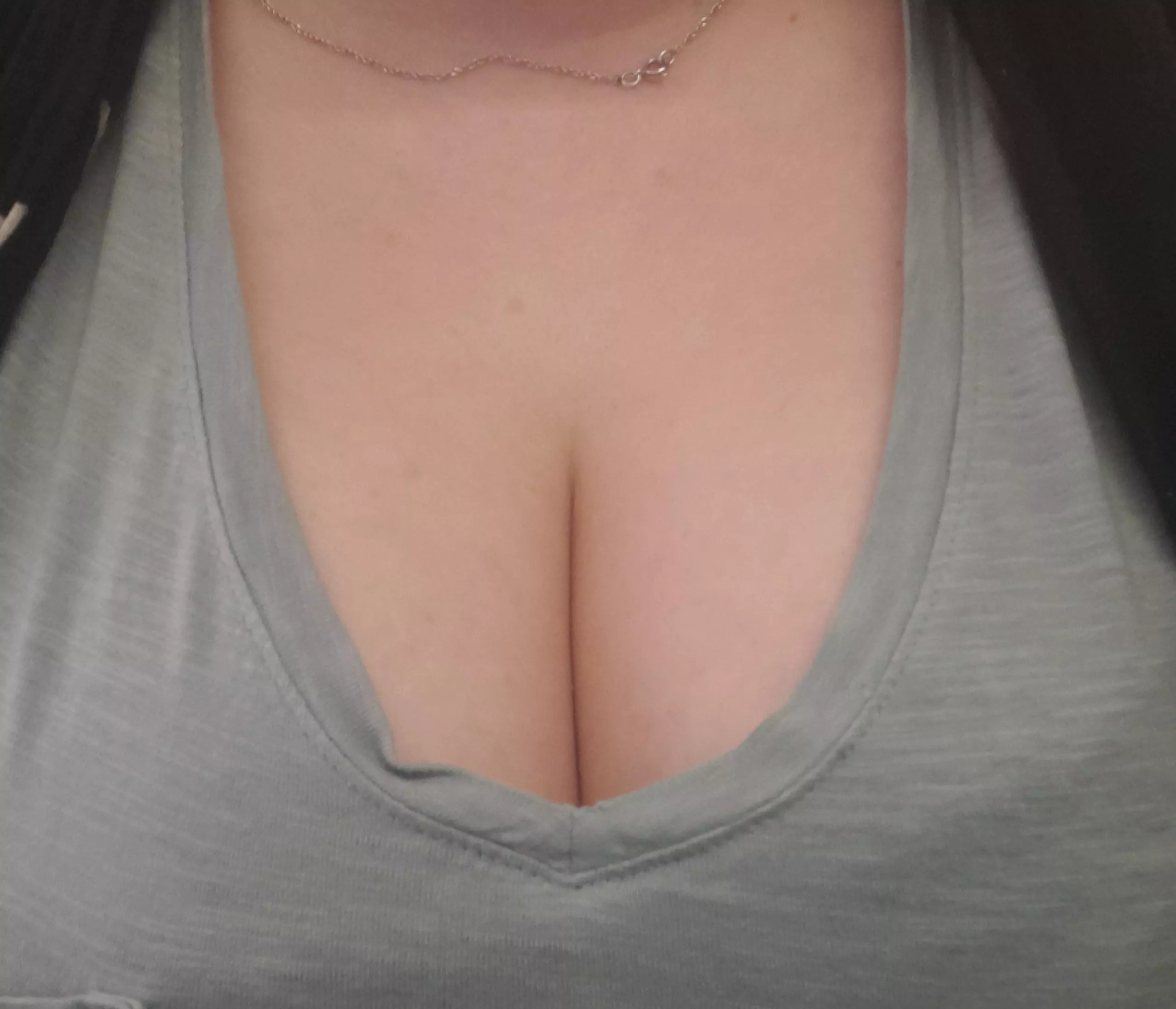 Sneaky cleavage in work clothes