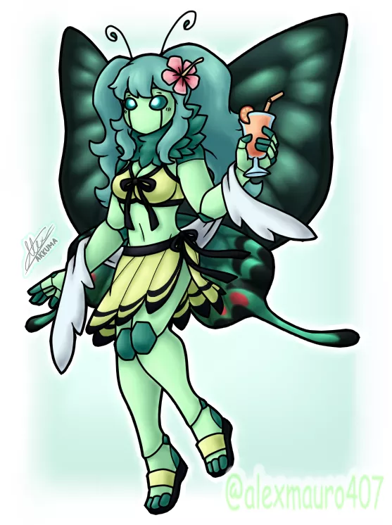 So before christmas start, i wanted to share a Summer draw of my butterfly oc!