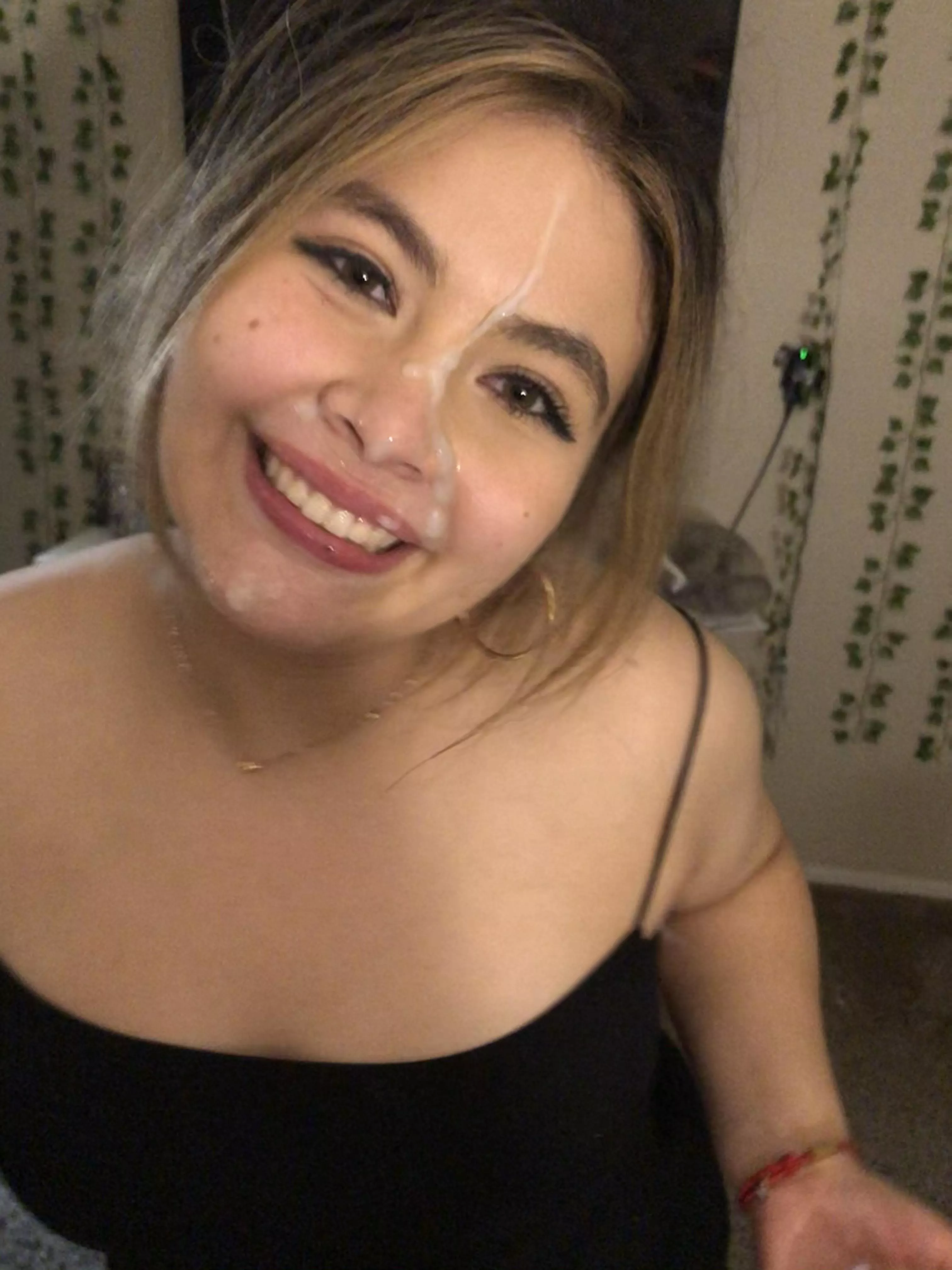 So happy to get cum on her face