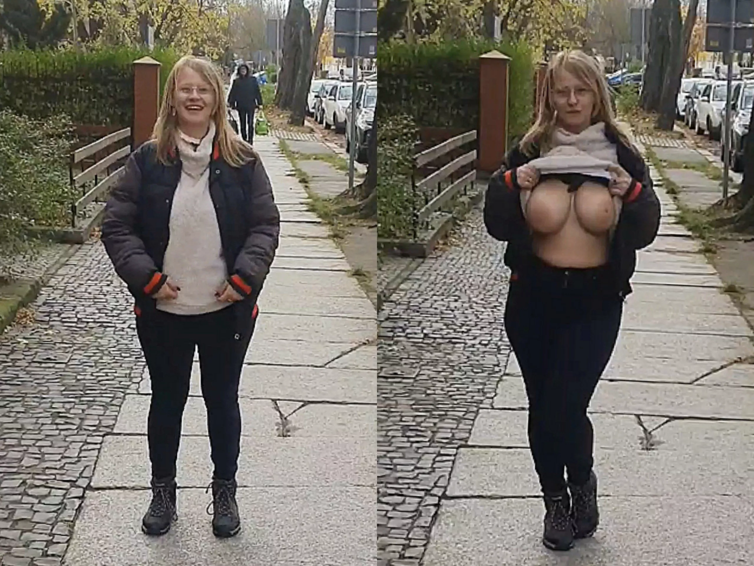 So you're walking down the street and you think to yourself, I wonder what kind of breasts this girl has. And what? Now you know.