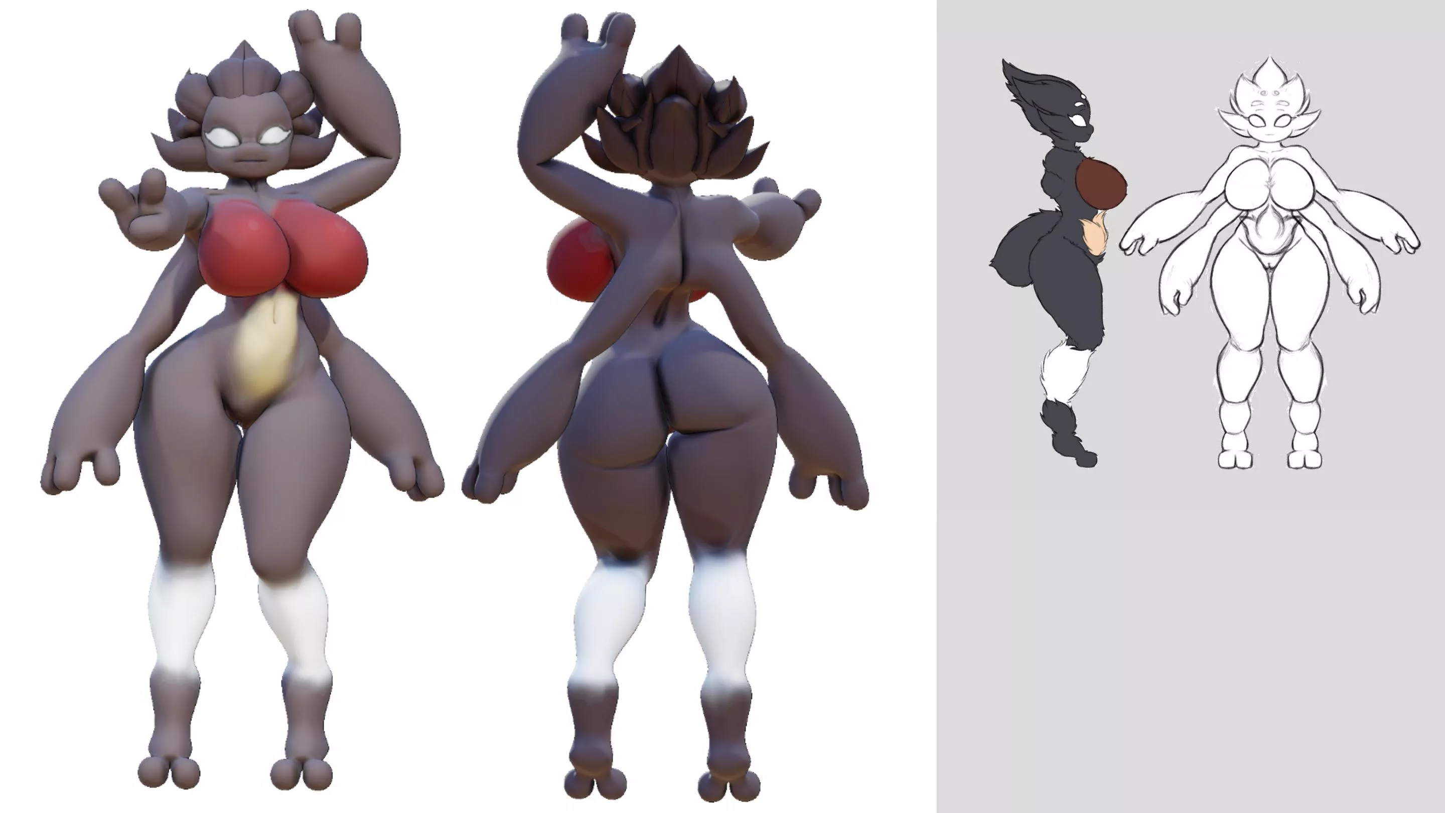 Someone was so kind and wanted to make a 3D model of my spider girl Tiritelle. He's doing good progress rn 😳