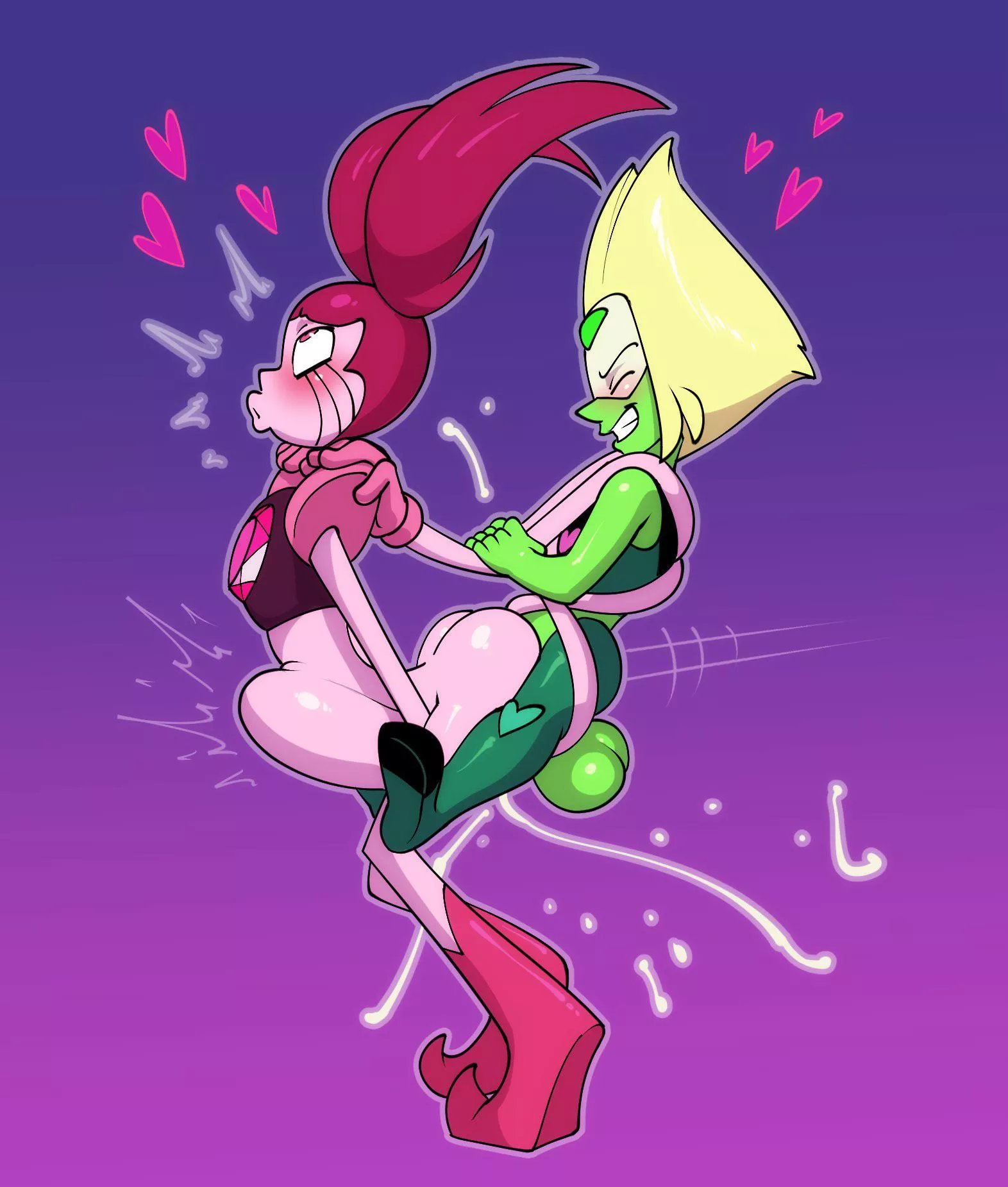 Spinel gets her insides rearranged by Peridot (art by DDemon7000)