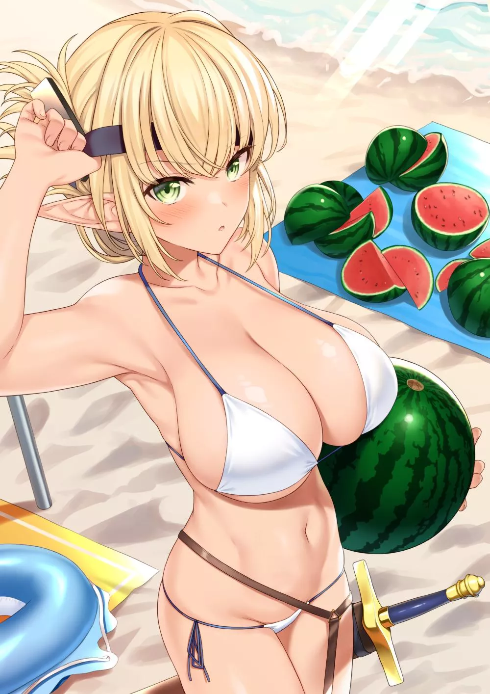 Splitting Watermelon at the Beach