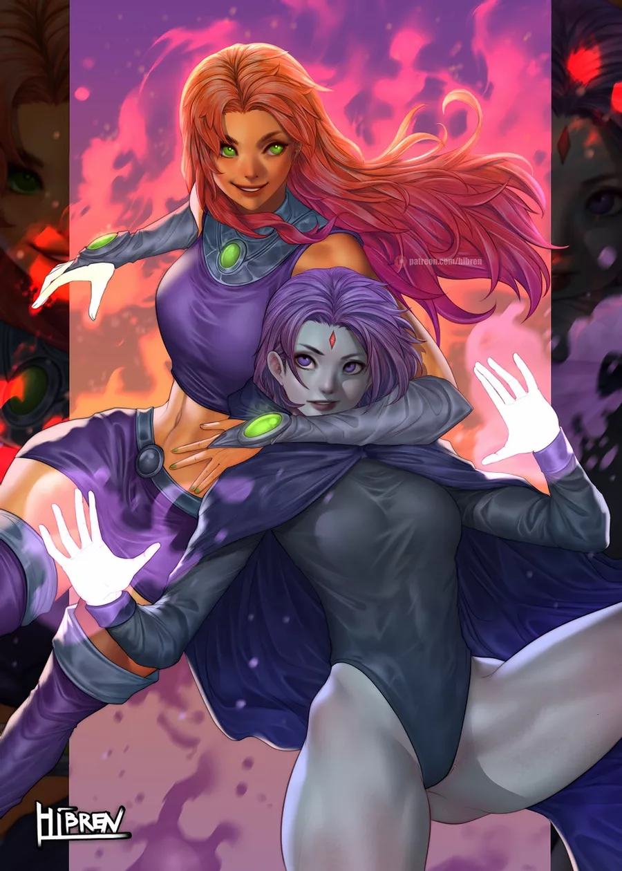 Starfire And Raven (Hibren) [Teen Titans]