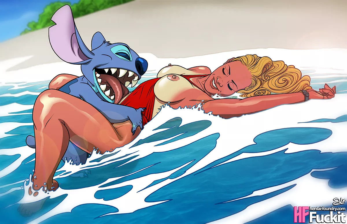 Stitch seducing the lifeguard (fuckit) [Lio & Stitch]