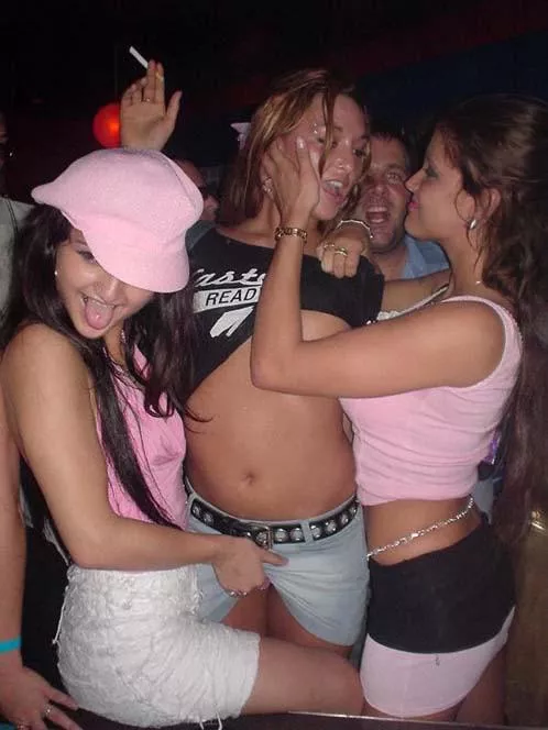 straight girls having fun at the club