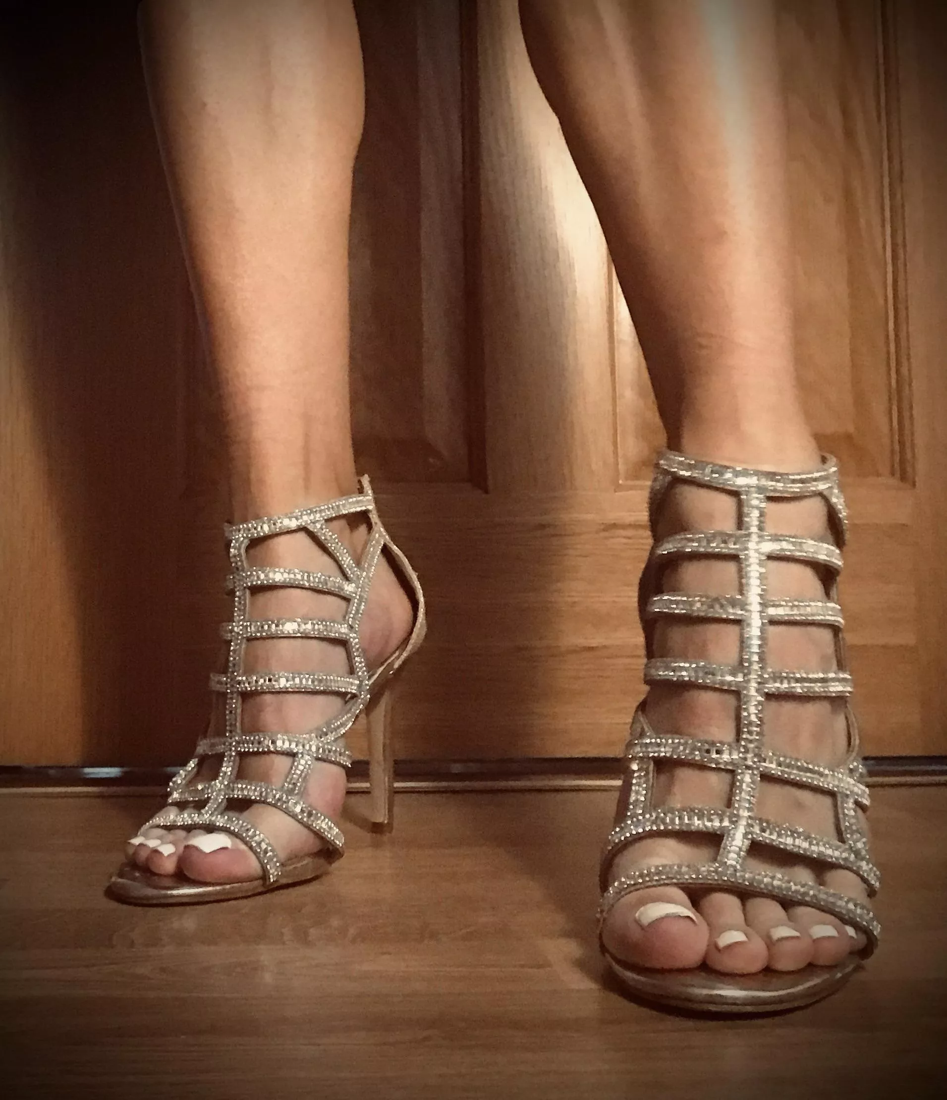 Strappy sparkly stilettos with a zip = ðŸ˜ [M]