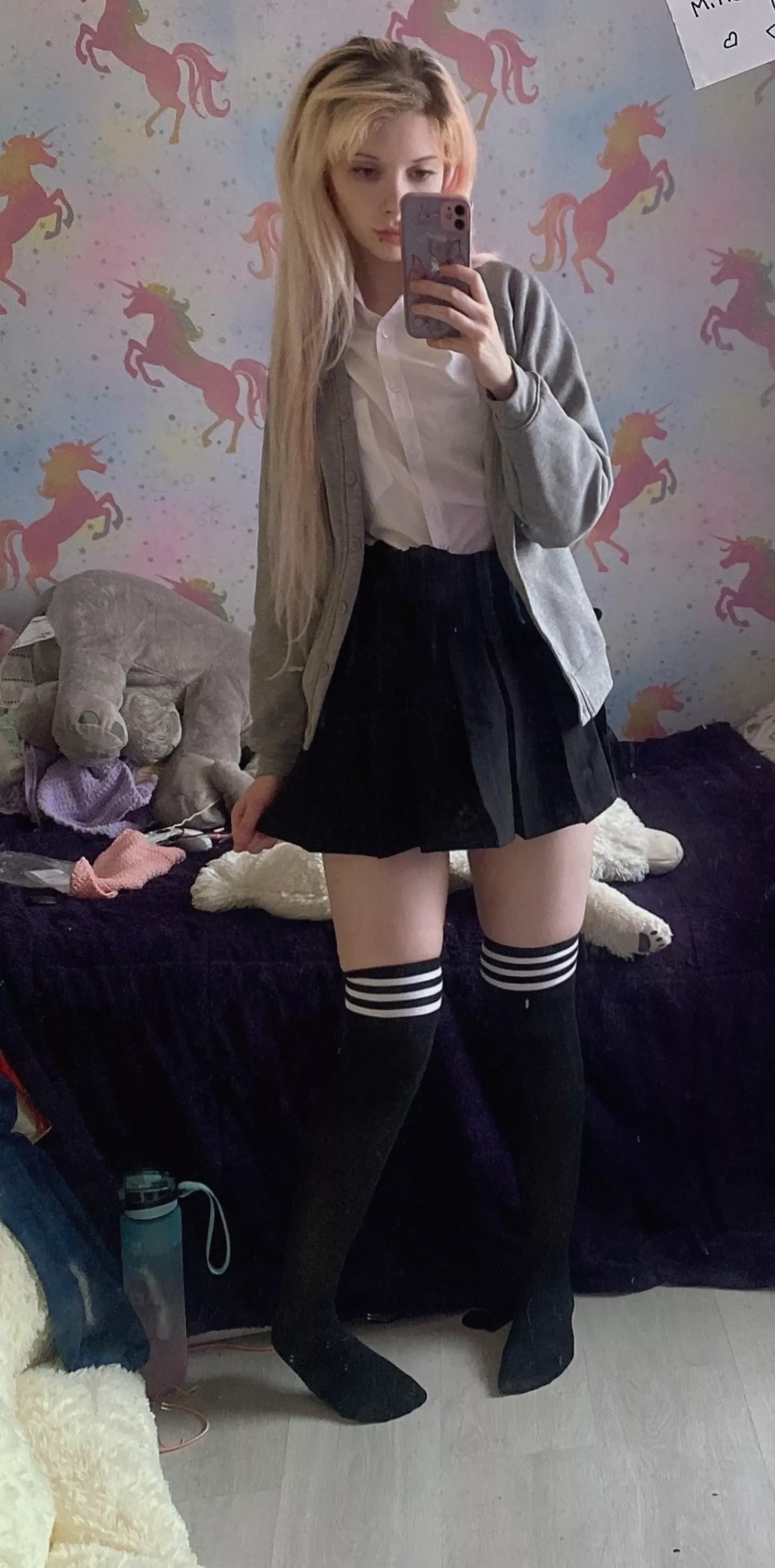 ♡ Striped socks with school uniform ♡