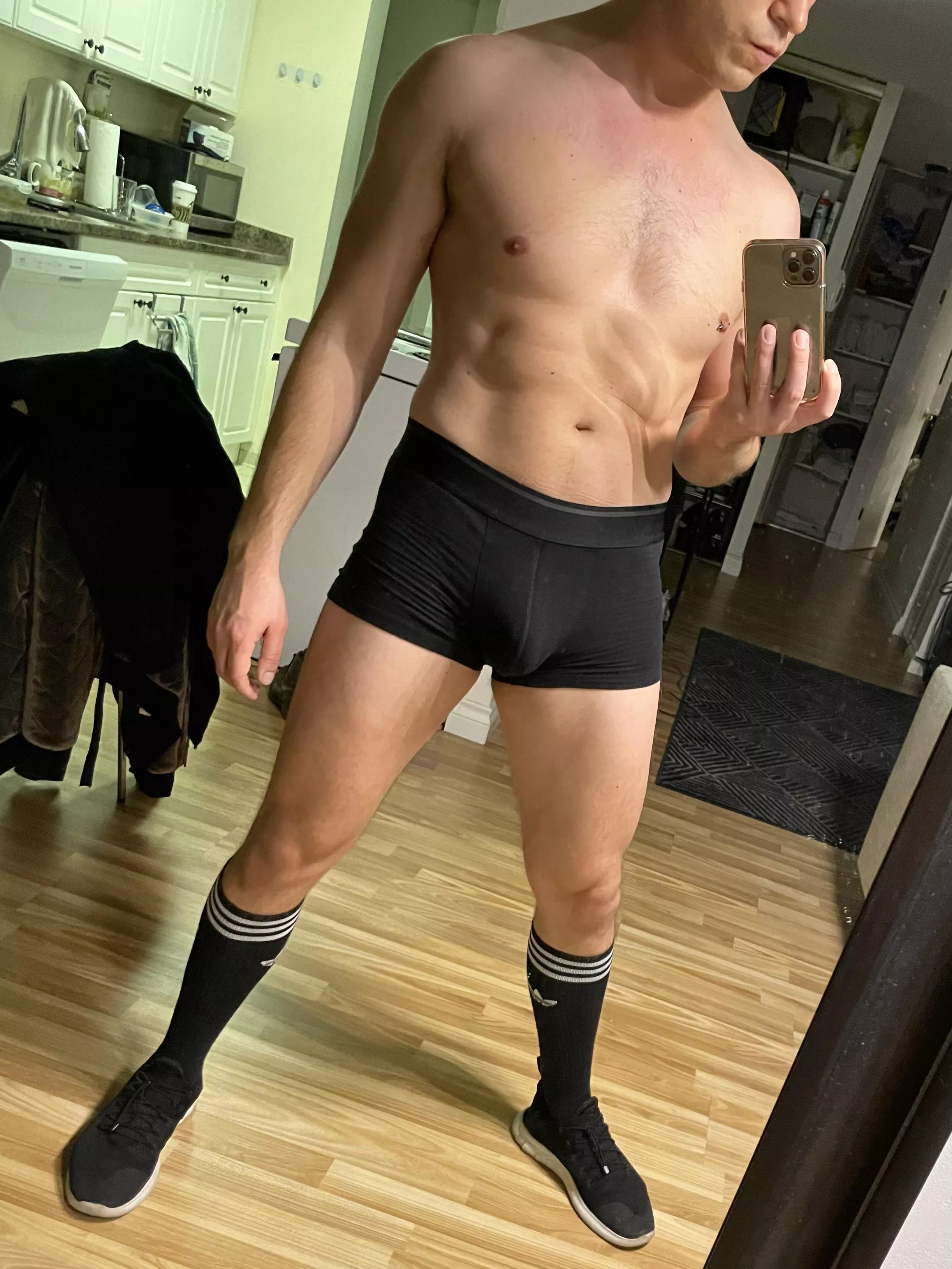 Stripped down after the gym