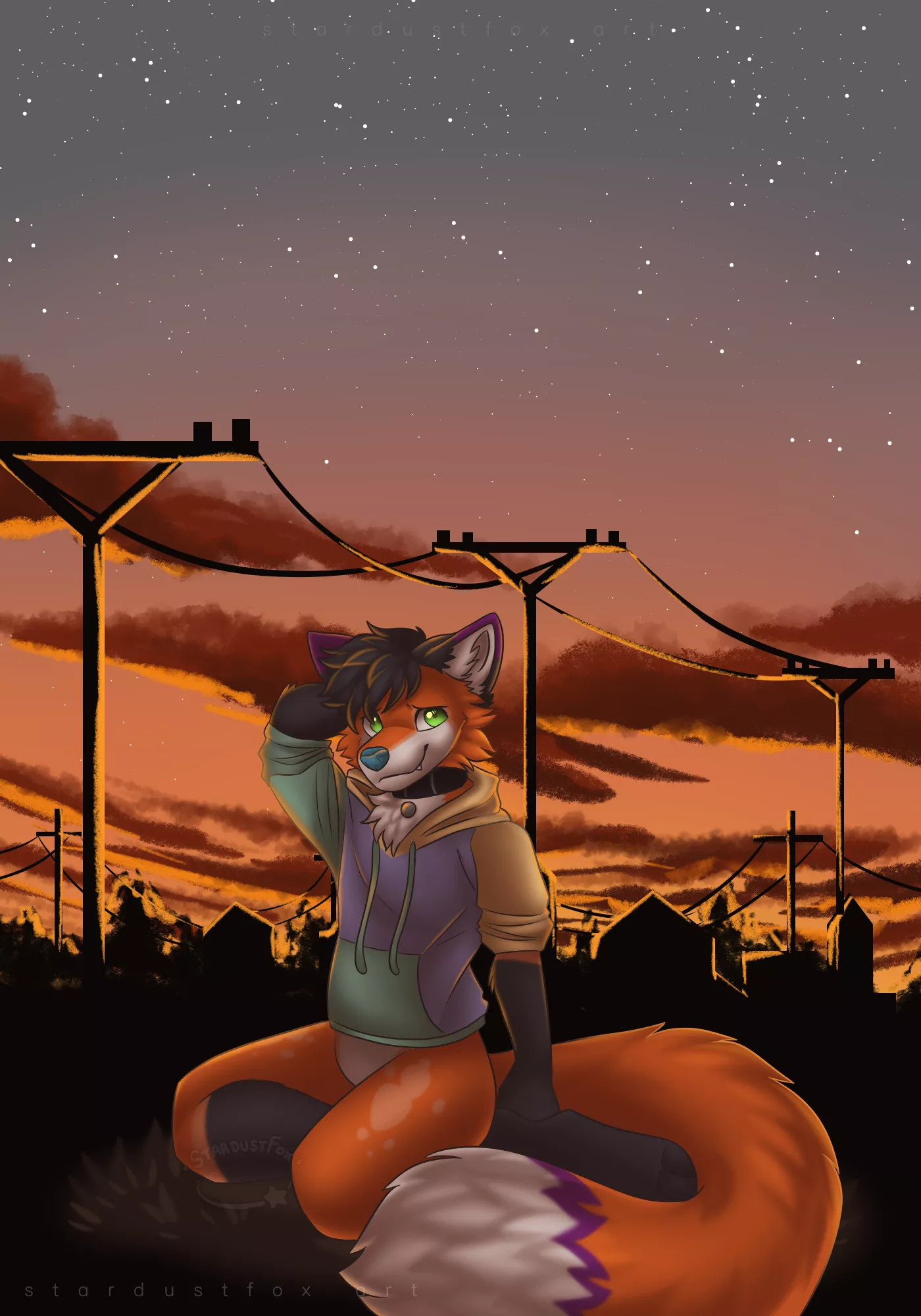 Summer nights (art by @StardustFoxArt)