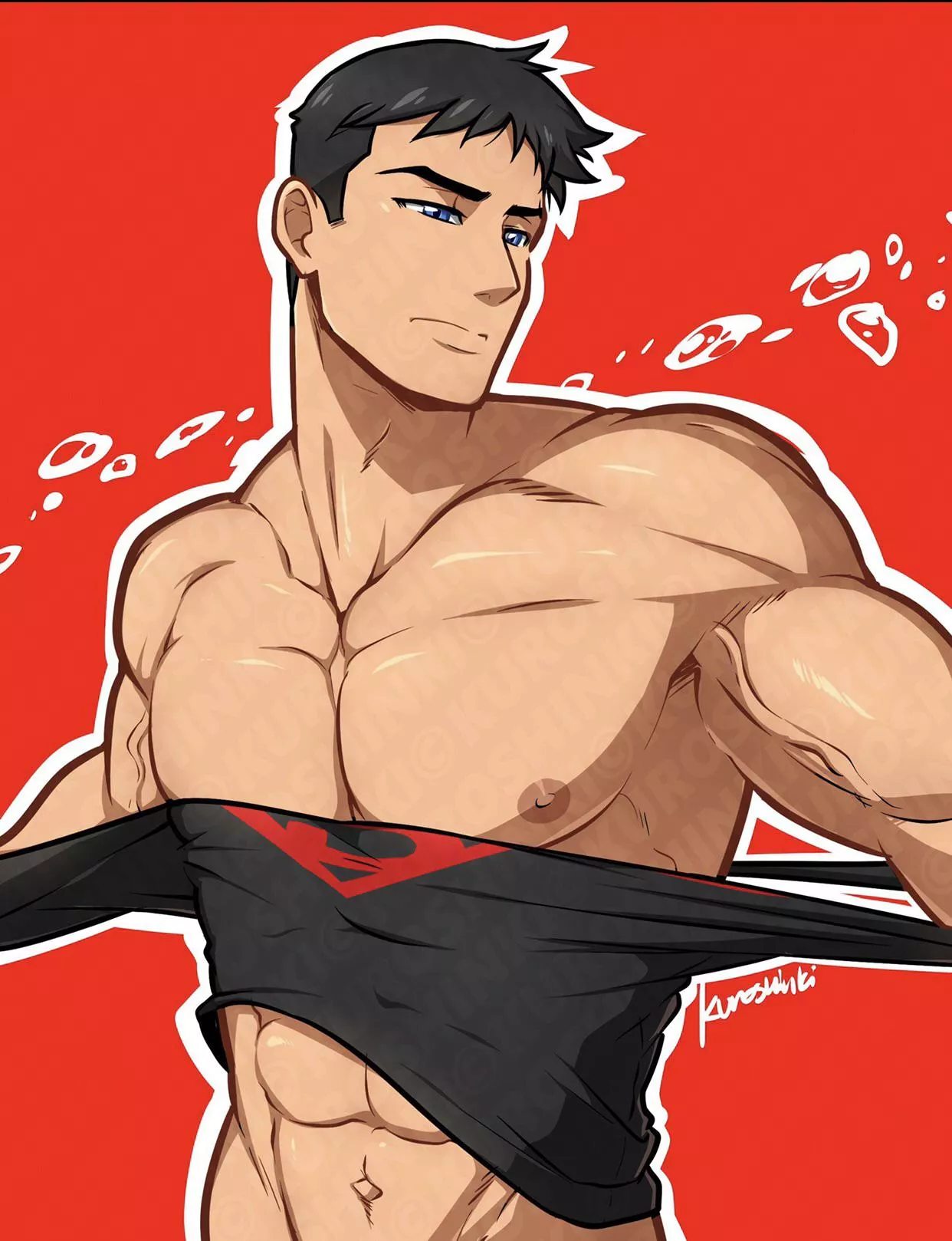 Superboy tearing off his shirt (Kuroshin)