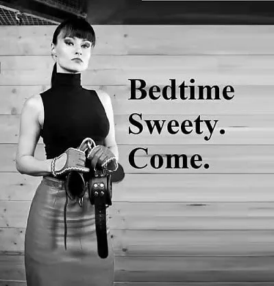 Sweet dreams are made of this. [Femdom] [Female Domination] [Domme] [wife] [FLR] [TPE] [UFR] [discipline] [obedience] [submission] [handcuffs] [restraints] [B&W] [caption]