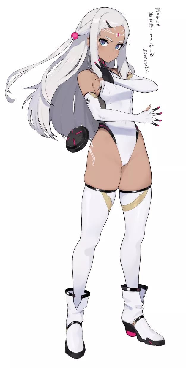 Tan White Highleg Leotard (Accio) [Original]