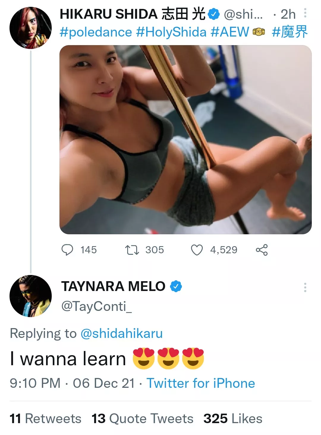 Tay Conti would break the sub if she did pole dancing