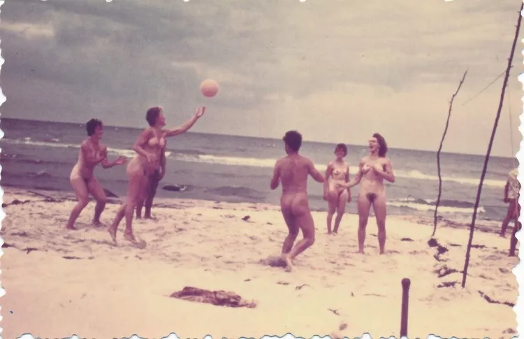 Team playing volleyball in 1960s DDR.