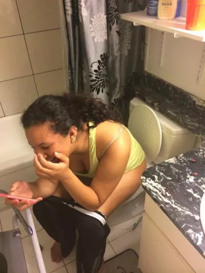 Texting her boyfriend while she's at MY house on MY toilet shitting!