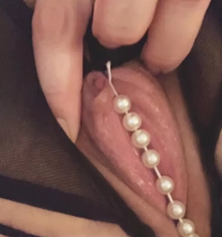 Thanks for the first pussy post love 🥰 I’m a little less nervous to share these pearls sliding in between my slippery pink lips, a littttle less. Saturday morning, hungry anyone? 😉