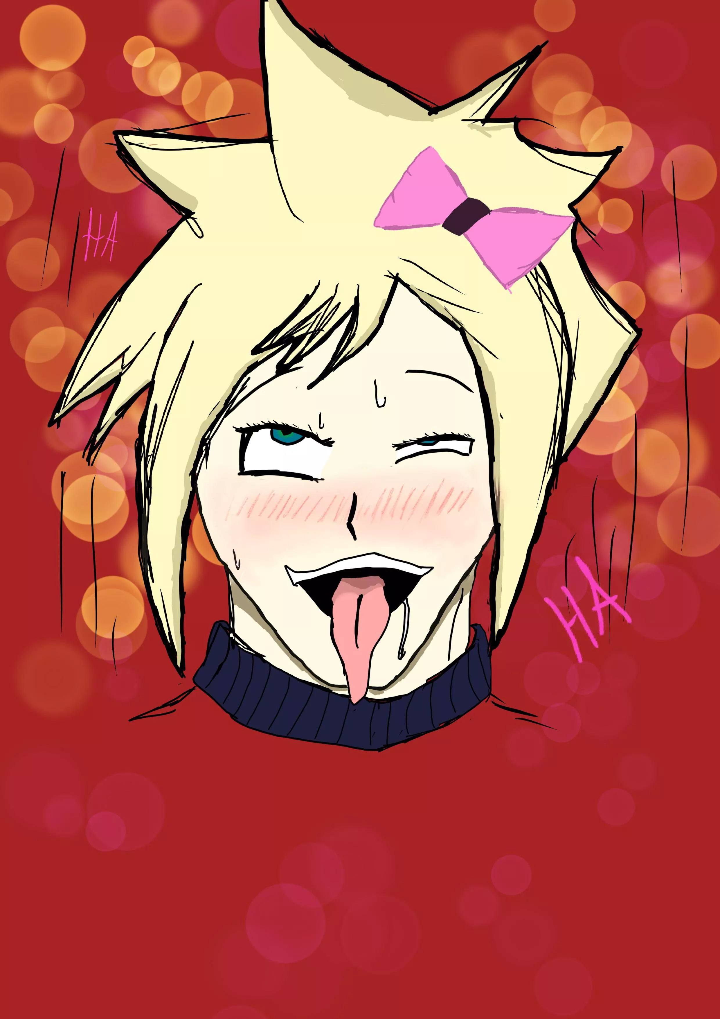 That moment when you and a friend take a meme too far and draw femboy cloud ahegao (hers is much better but she isnâ€™t done yet)