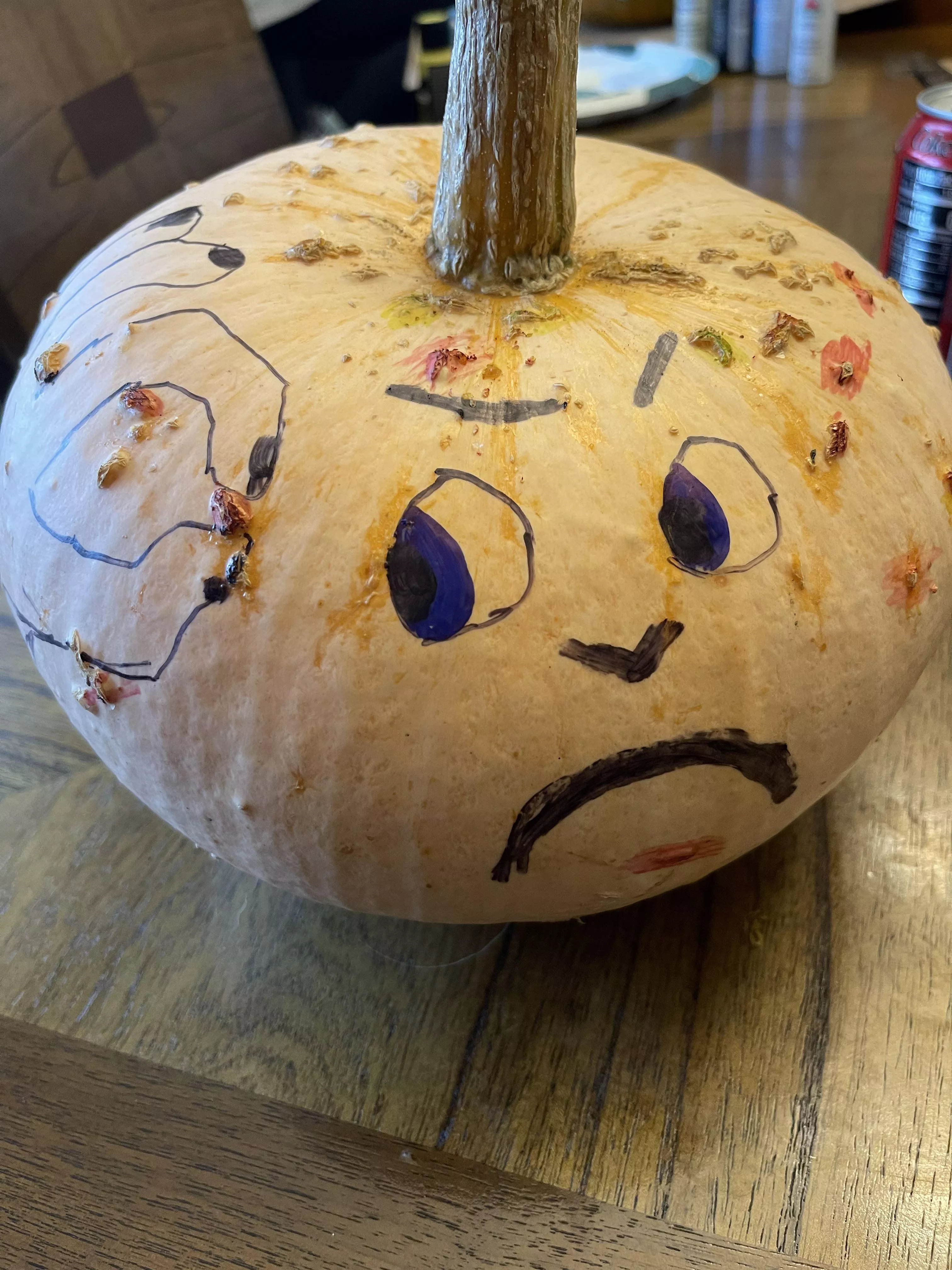 The only rational decoration for a pumpkin with so many lumps and bumpsâ€¦.