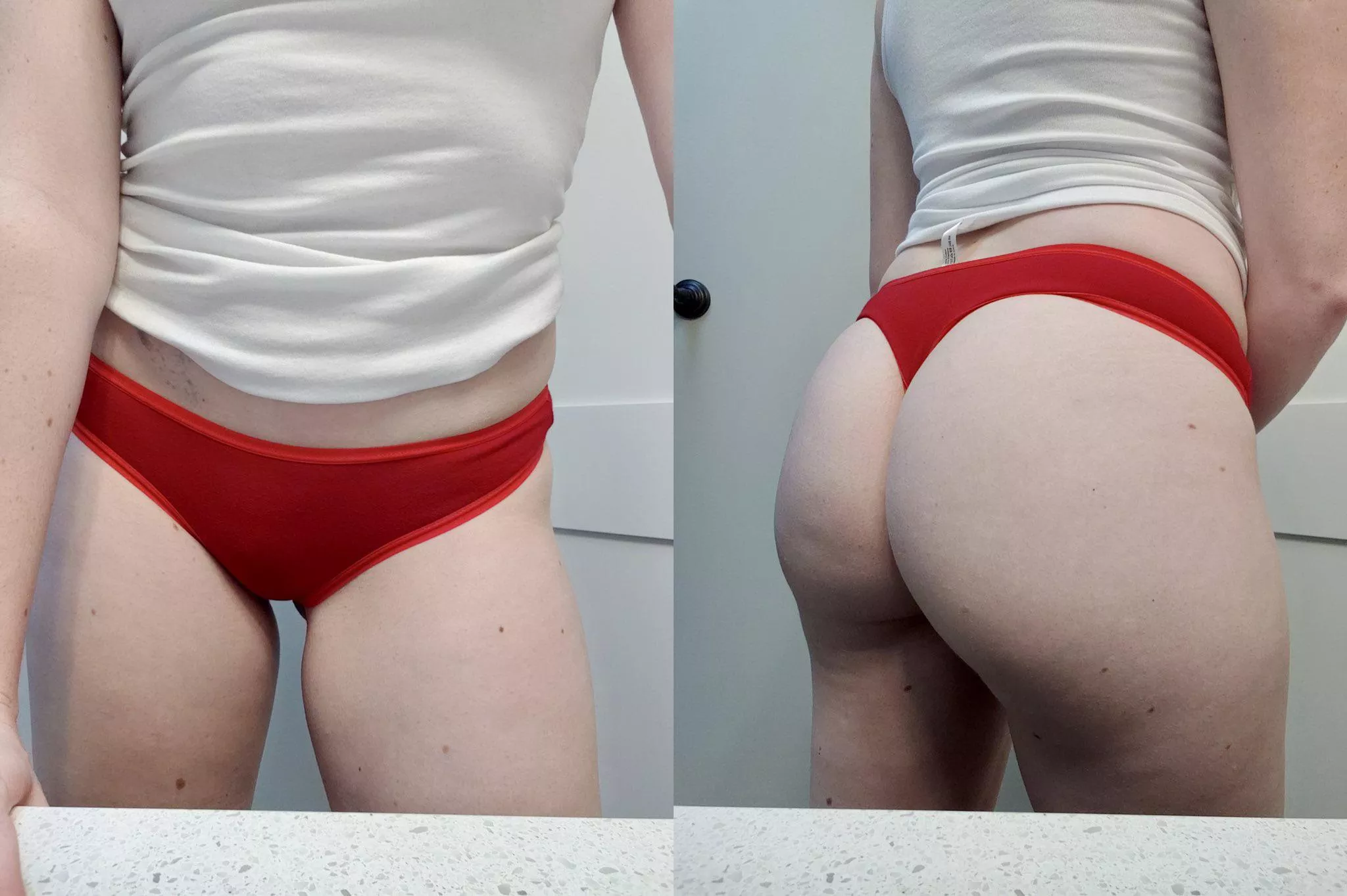 the red thong makes my cheeks pop 🍑