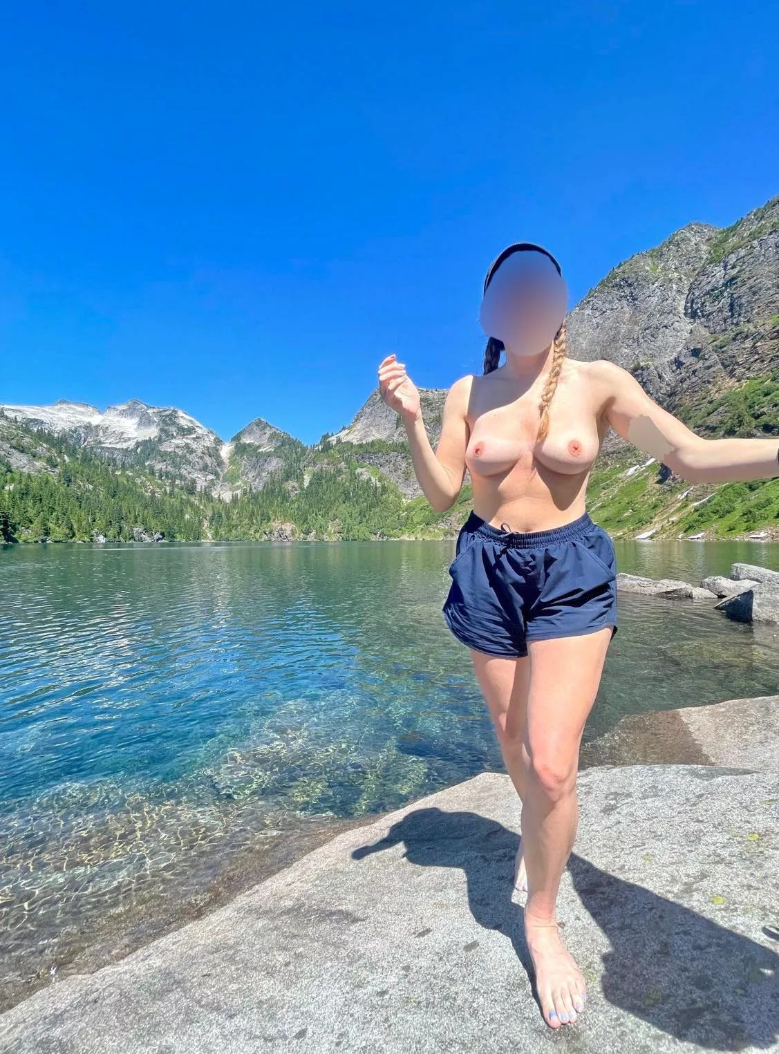 The thrill o[f] getting half-naked at an alpine lake is unmatched 💙