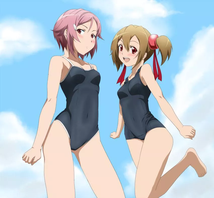 The two best girls showing off