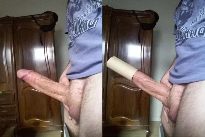 Thick brazilian cock comparison with tp roll