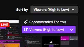 This always been a thing? Just chatting doesn't let you sort by viewers low to high. Everything else allows it. Any info as to why?