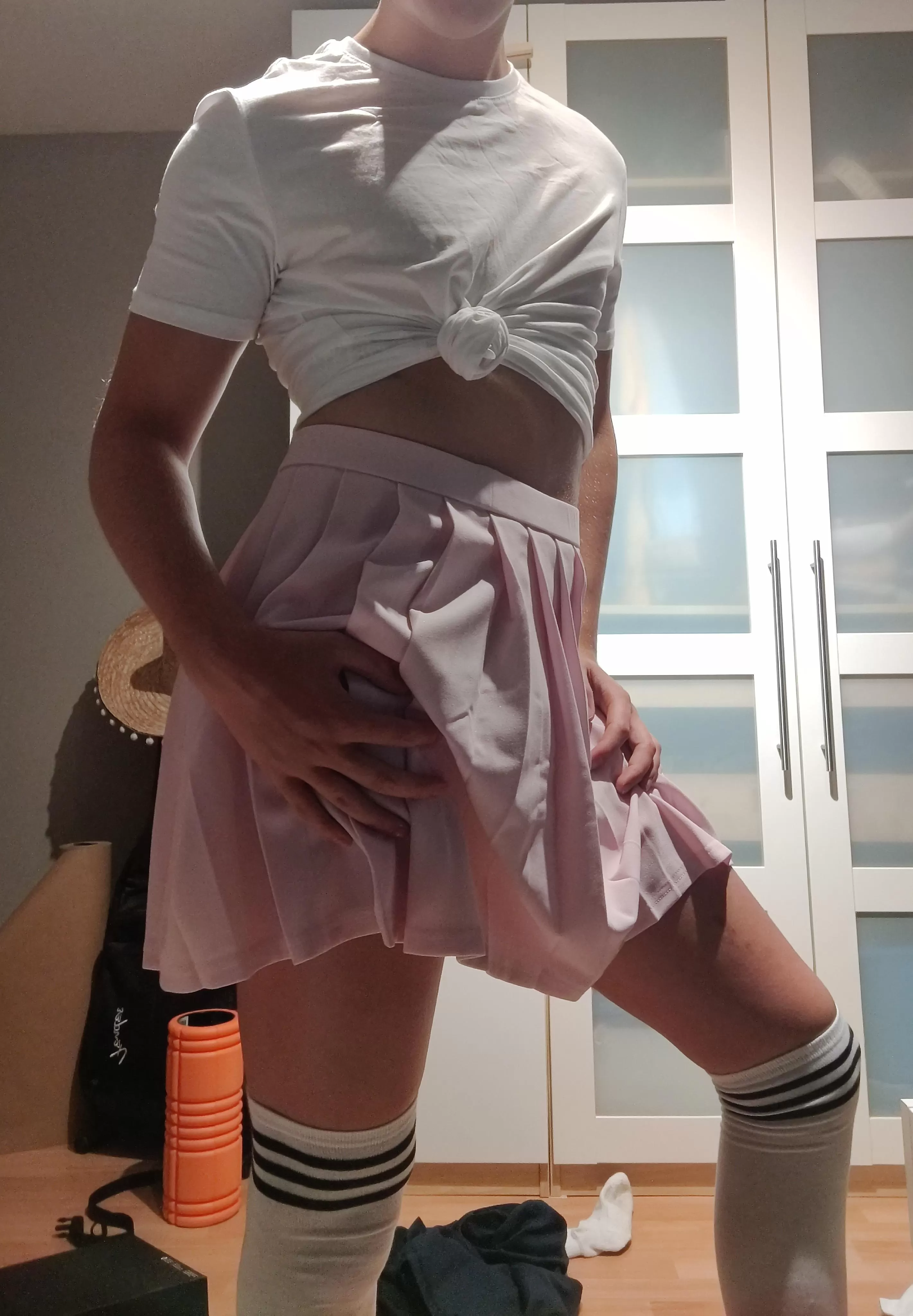 This is my first time trying to embrace my femboy side. I ordered the skirt and the socks, choose to shave my legs and I feel so good amd happy 😊. How'd I do? :)