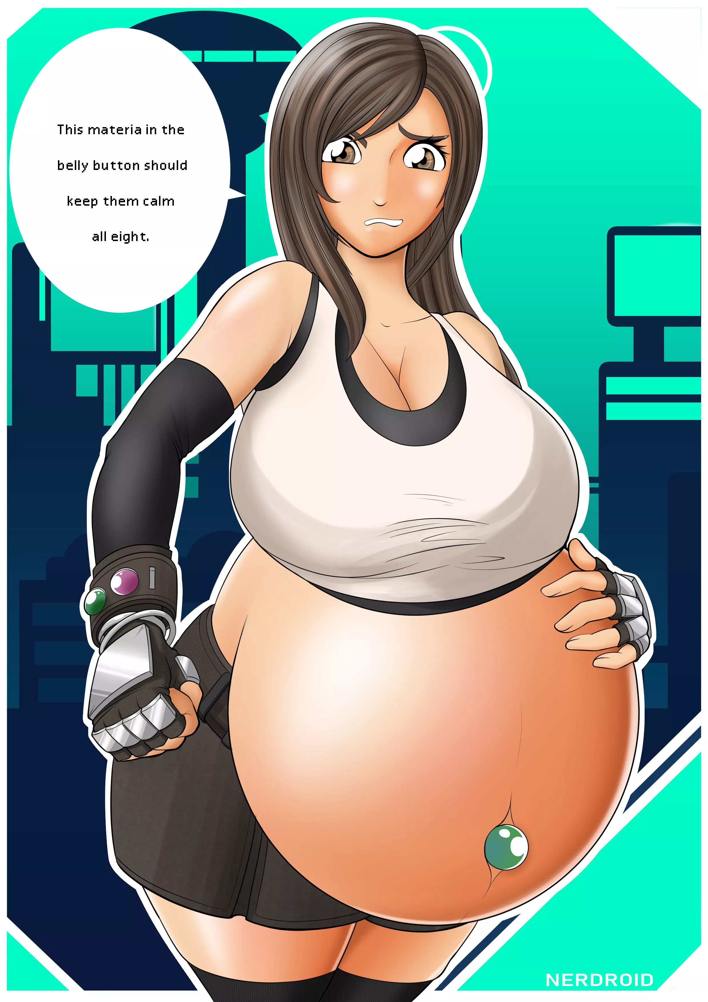 Tifa pregnant - Materia in belly button - Art by me(NerDroid)