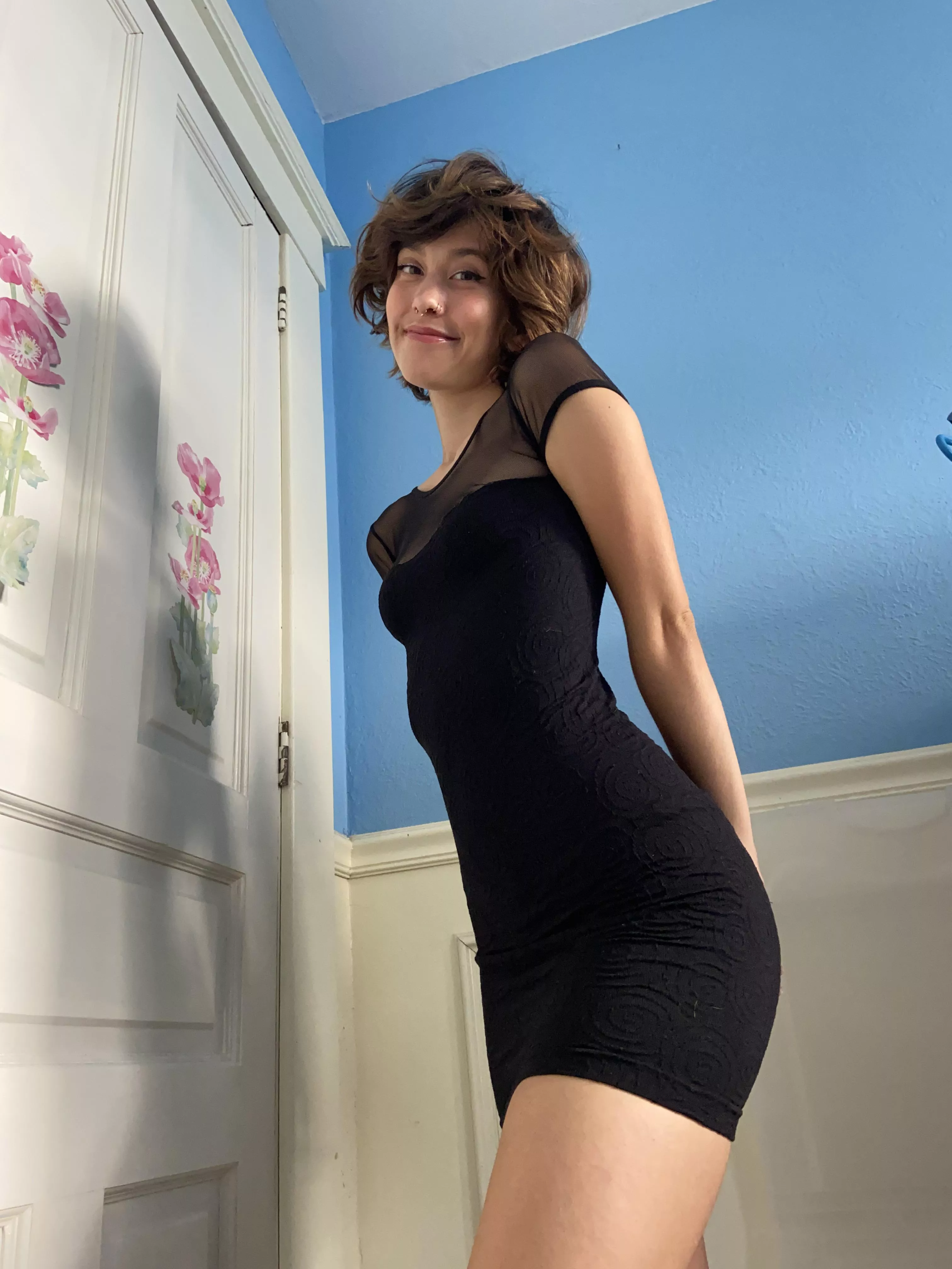 Tight dress and a goofy ass grin :)