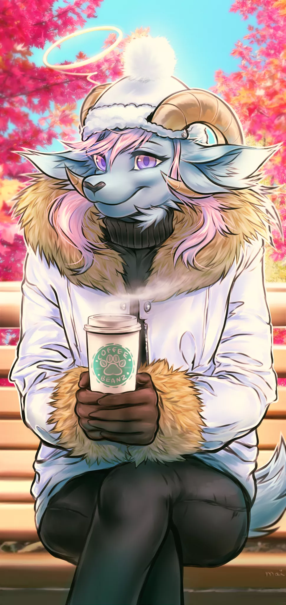 Time for coffee on a chilly morning~ (YCH by me @maimoonrabbit)