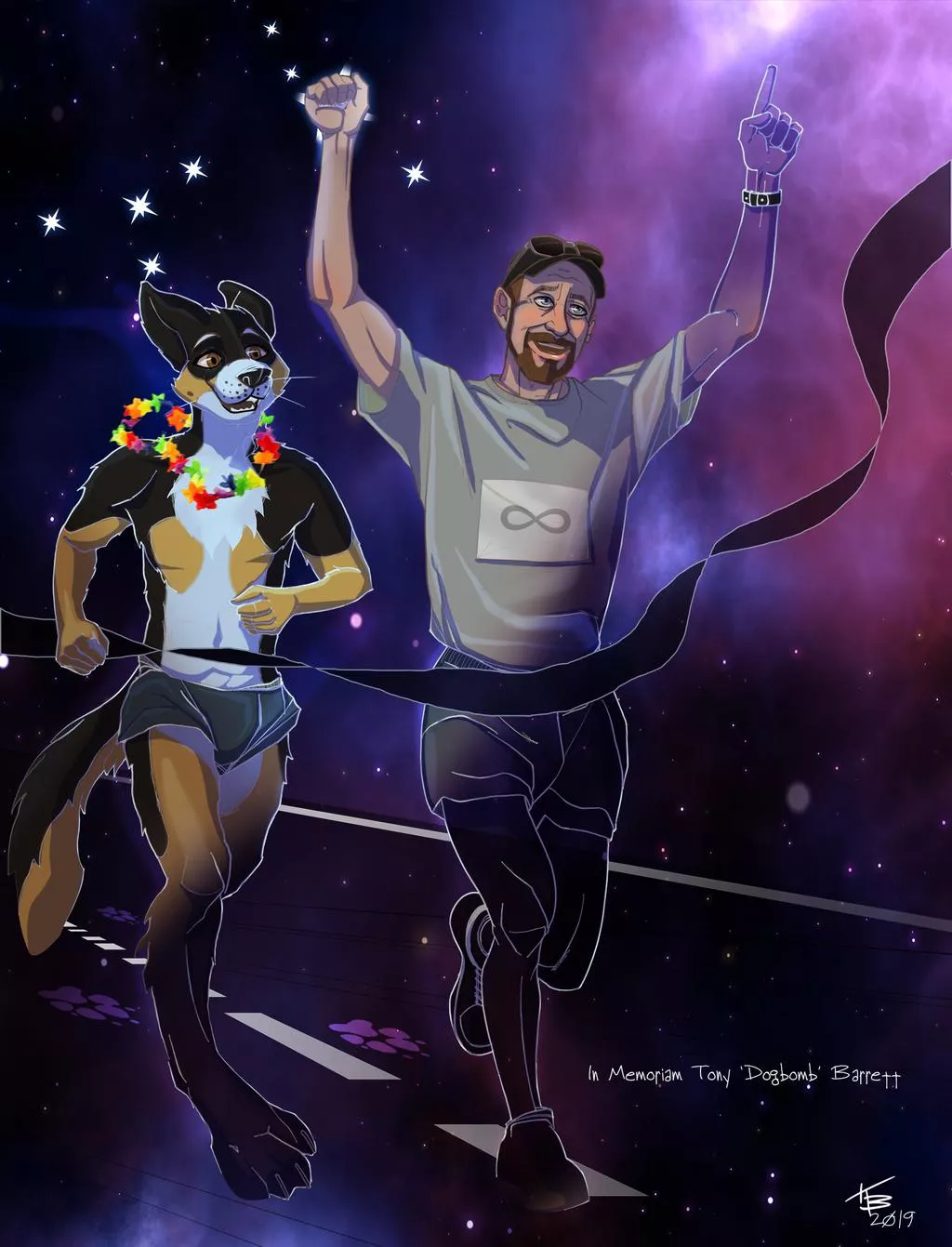 Today we celebrate the birthday of Dogbomb. Back in 2018 , he was diagnosed with ALS , a life-threatning disease that weakens your body and bones. But that didn't stop him from being positive and kind. Hope you have the best birthday ever Dogbomb. We lo