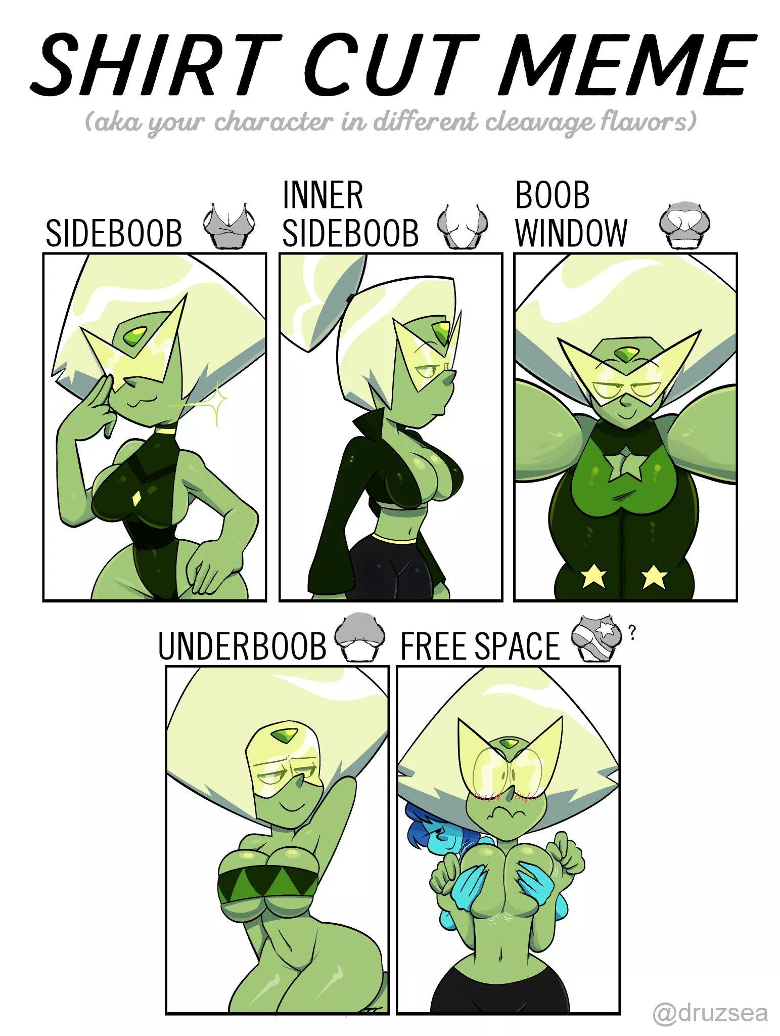 Ton of shirt cut memes on deck right now, have one featuring Peridot by Sweet__Dandy