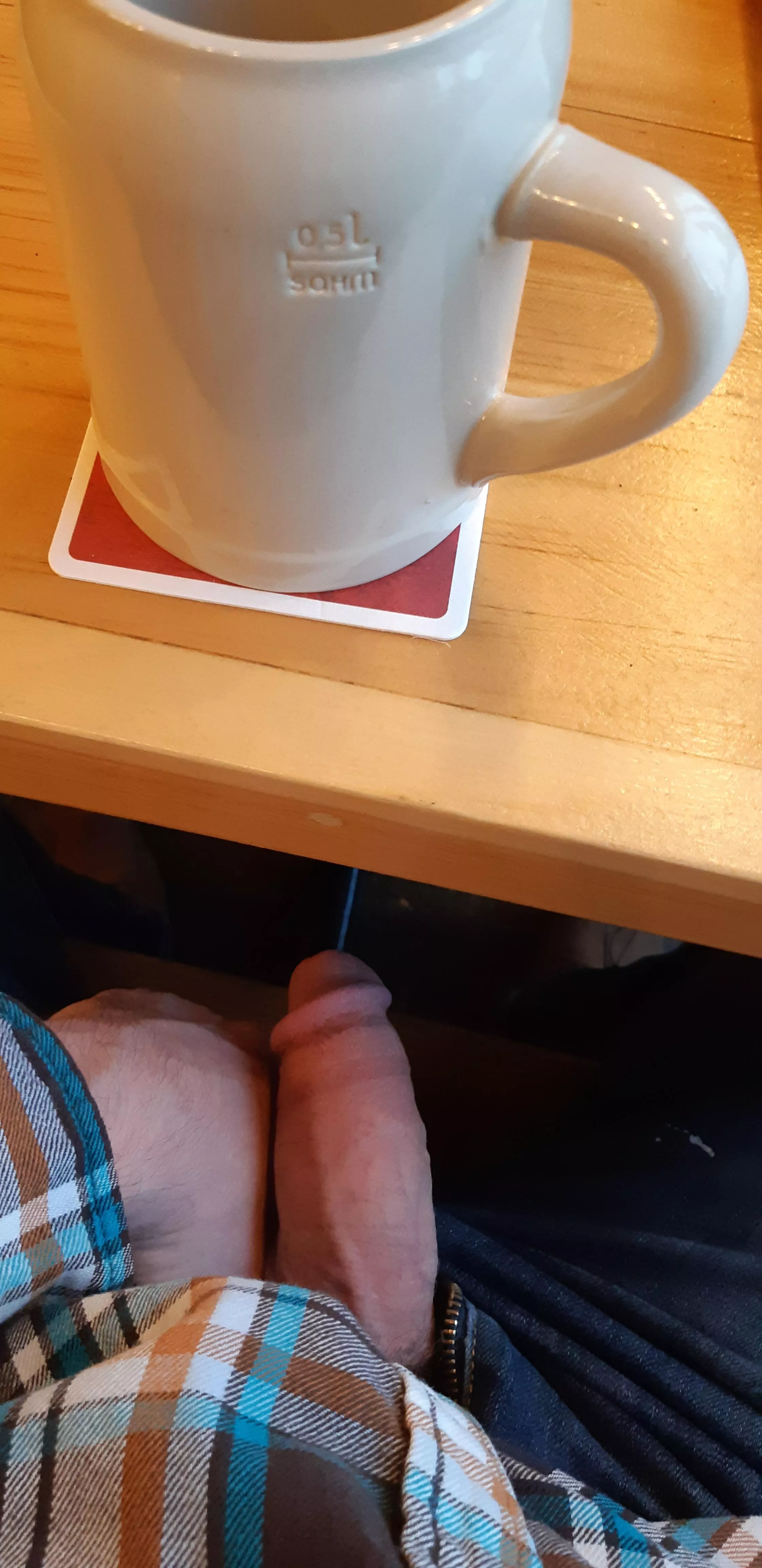 Too my penis out at the pub table. Kinda hope someone saw...