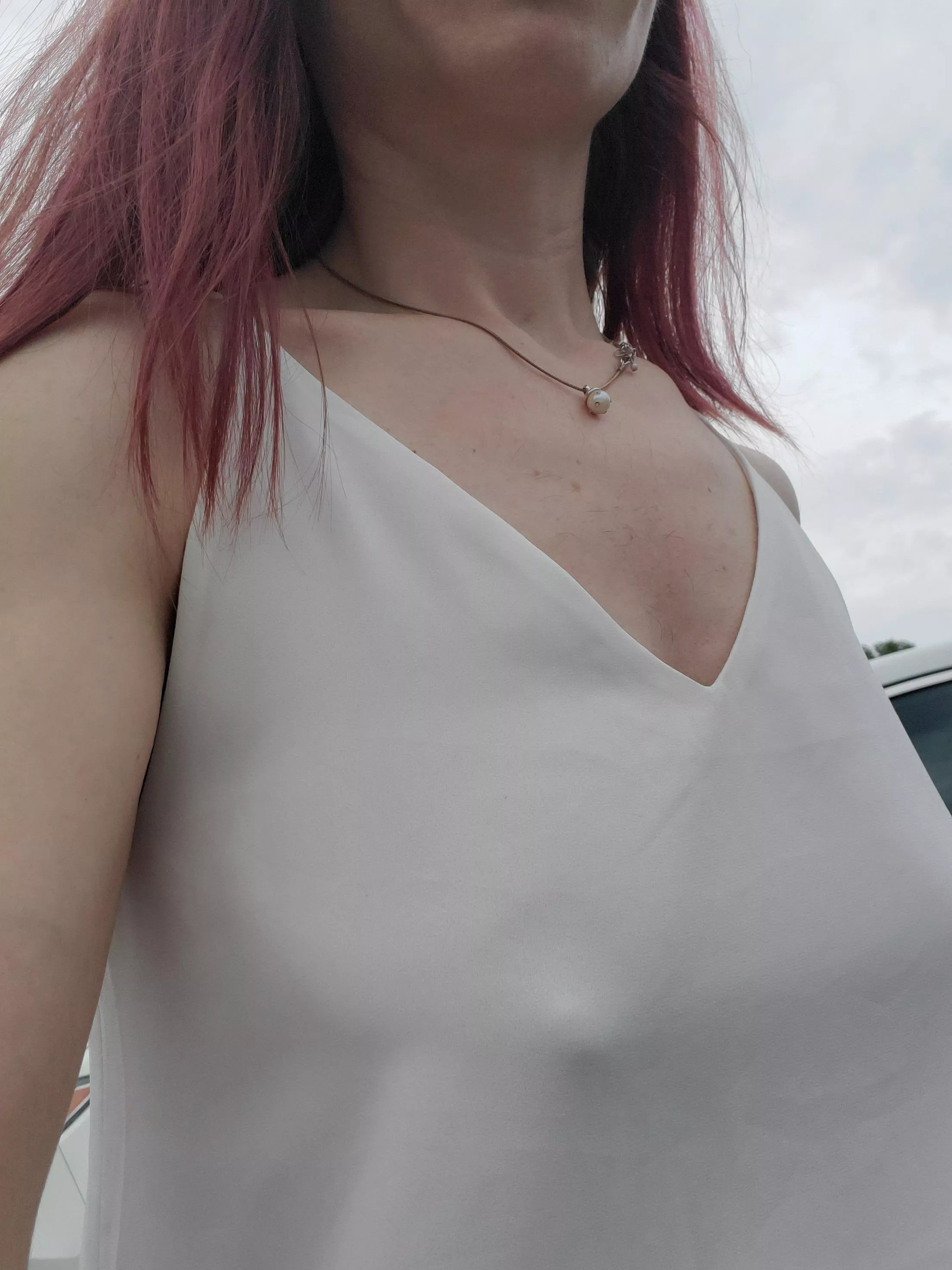 Took a quick boob selfie after dropping the the kids off