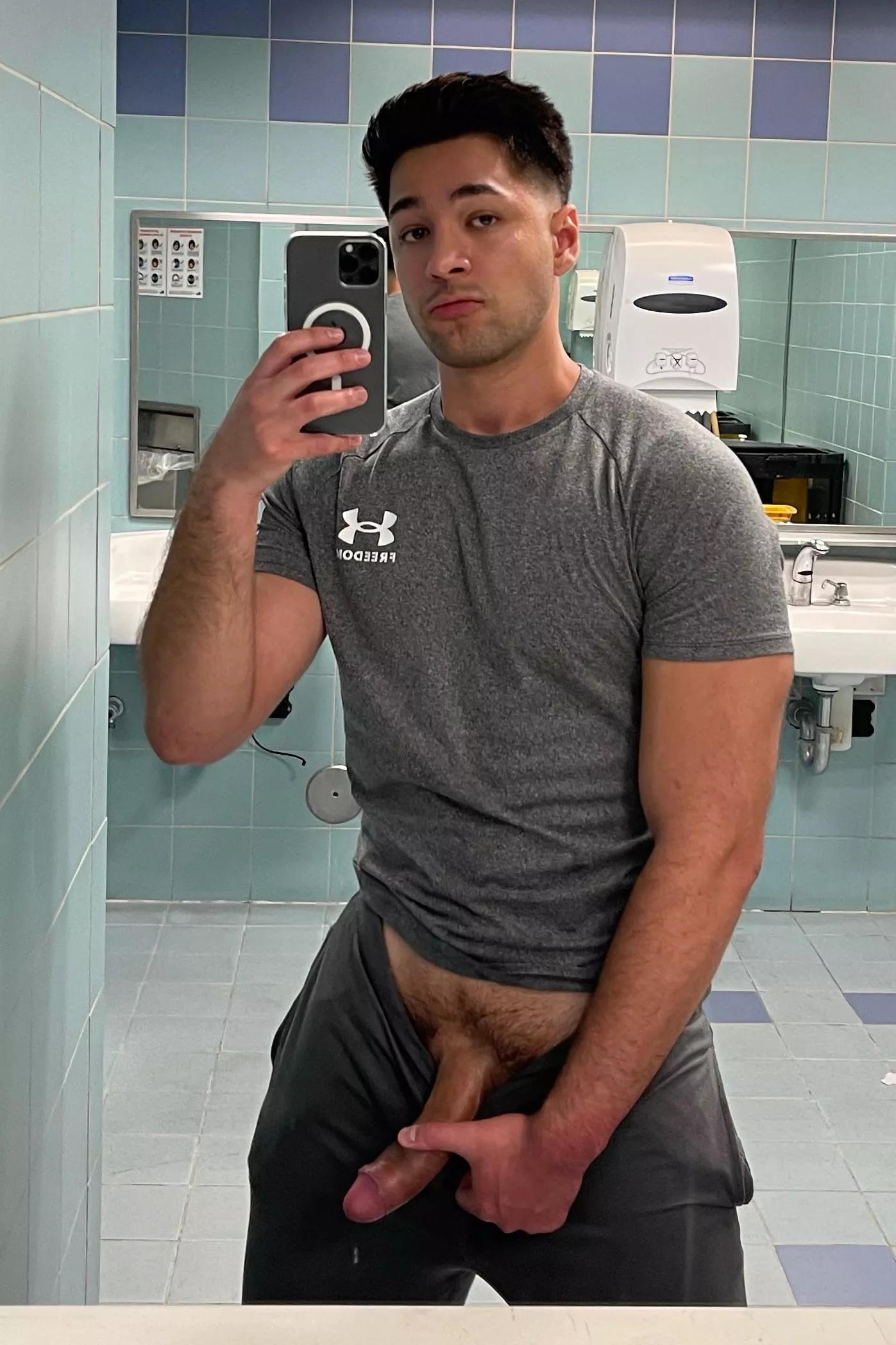 Took him out for a quick selfie in the restroom