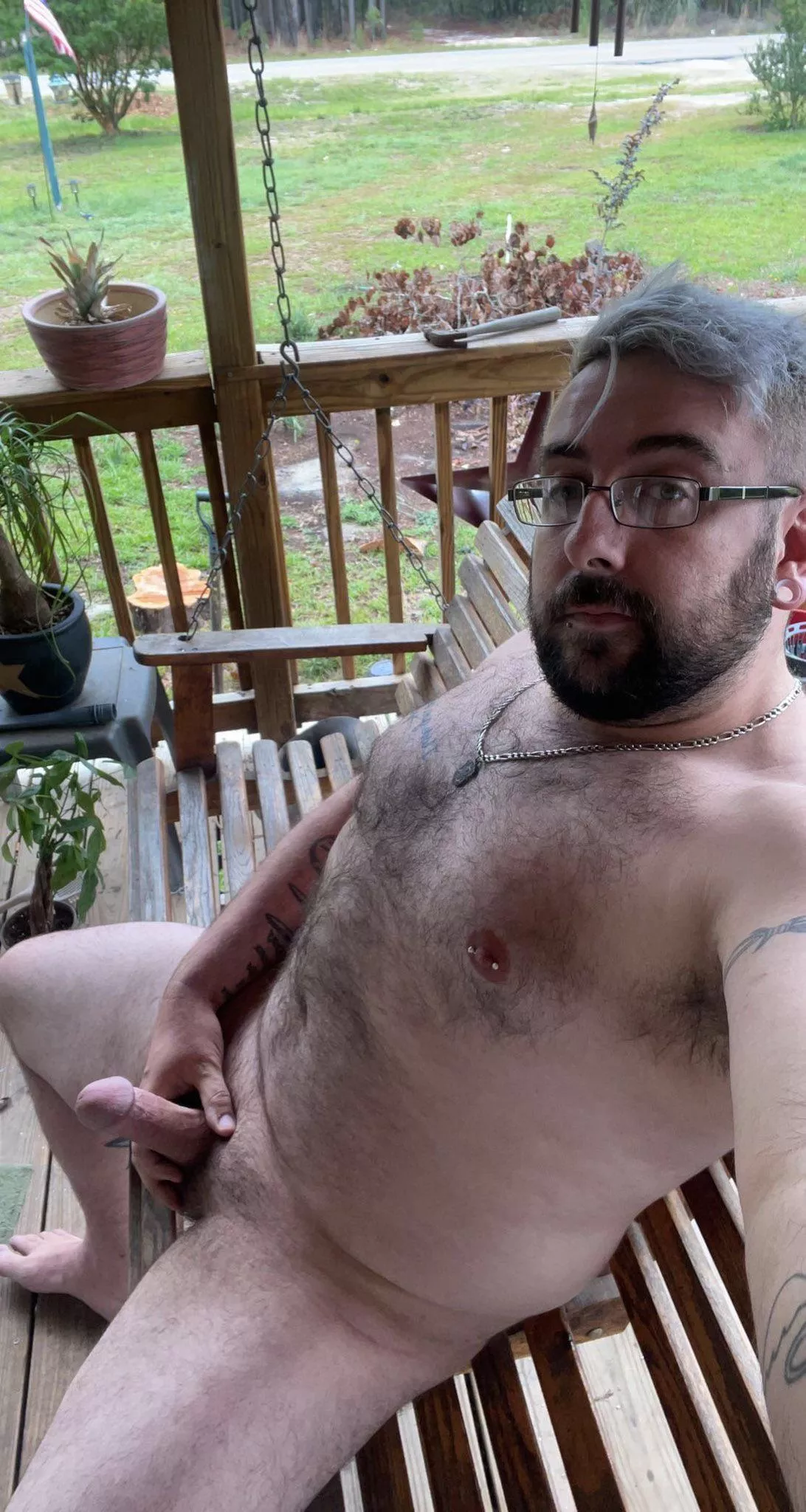 Totally naked on [M]y front porch for the world to see