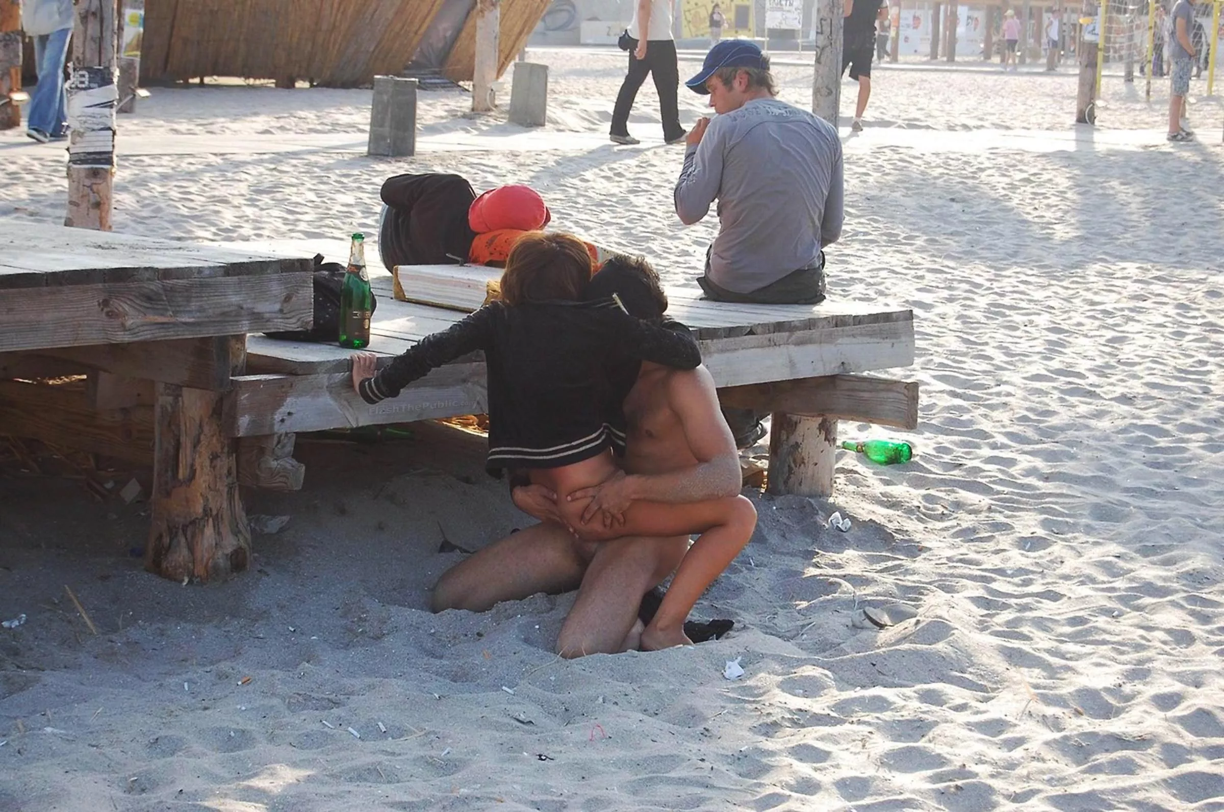 Trashy beach sex