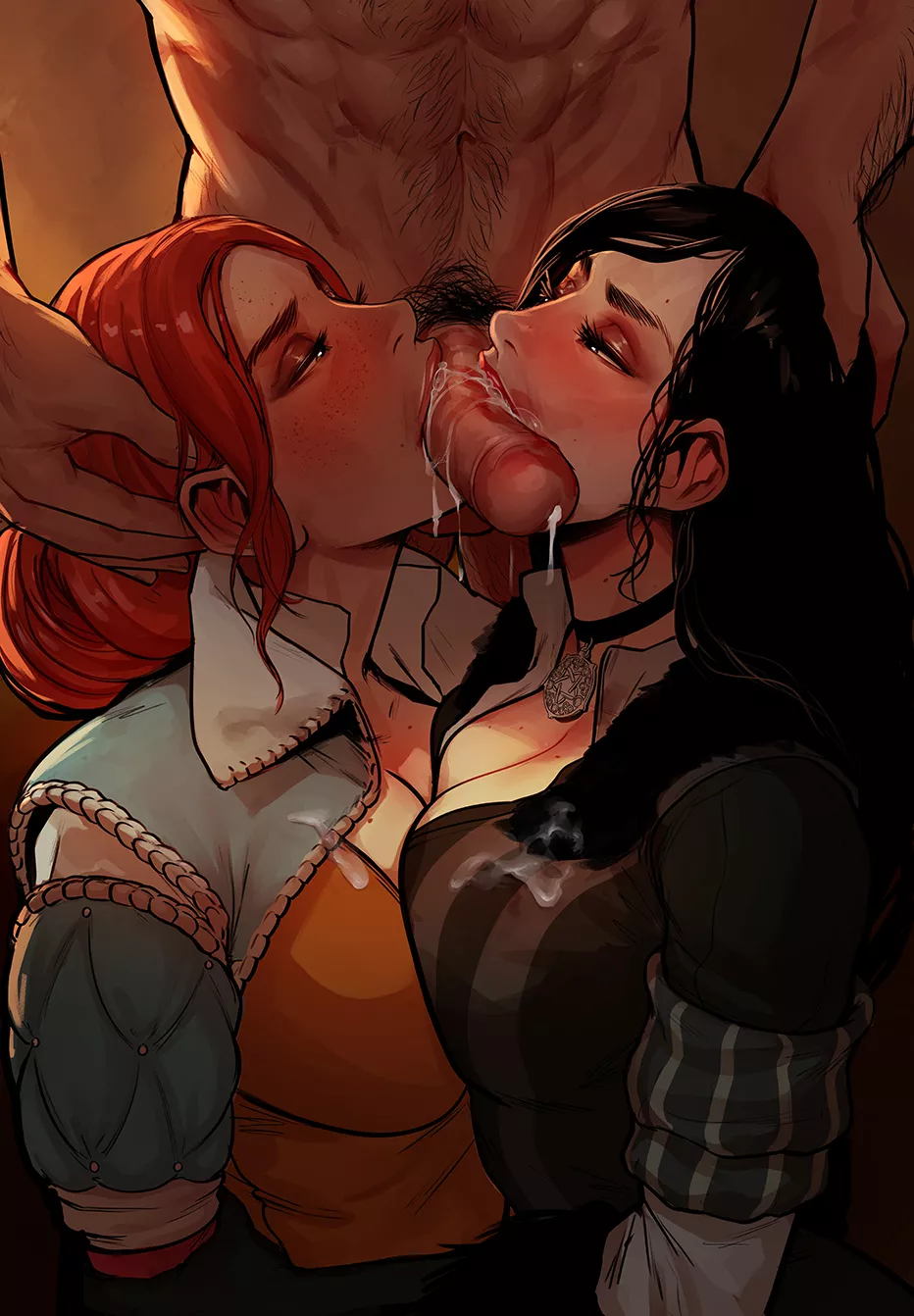 Triss and Yennefer share Geralt (Cherry-Gig) [The Witcher]