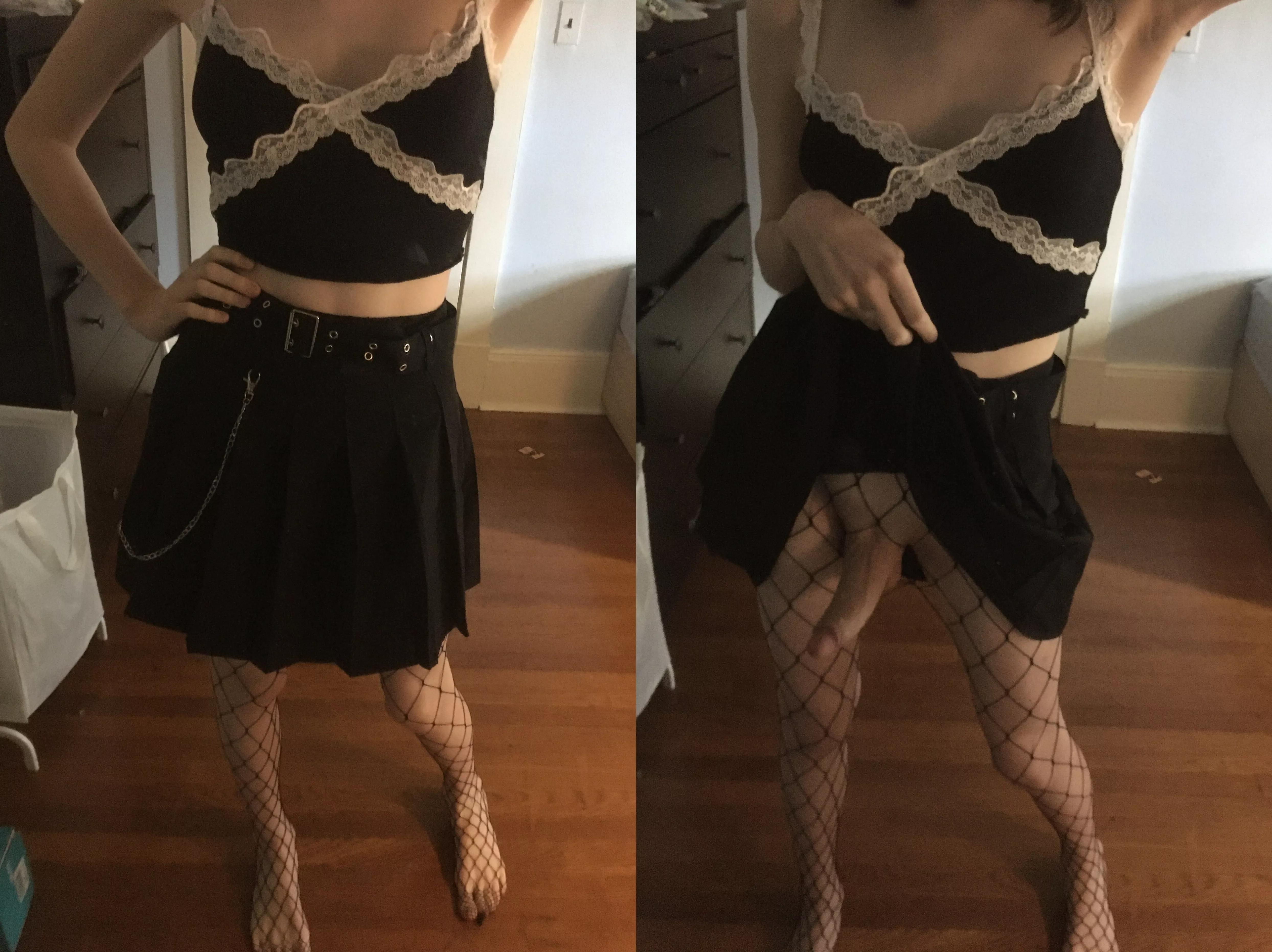 Trying on a cute outfit