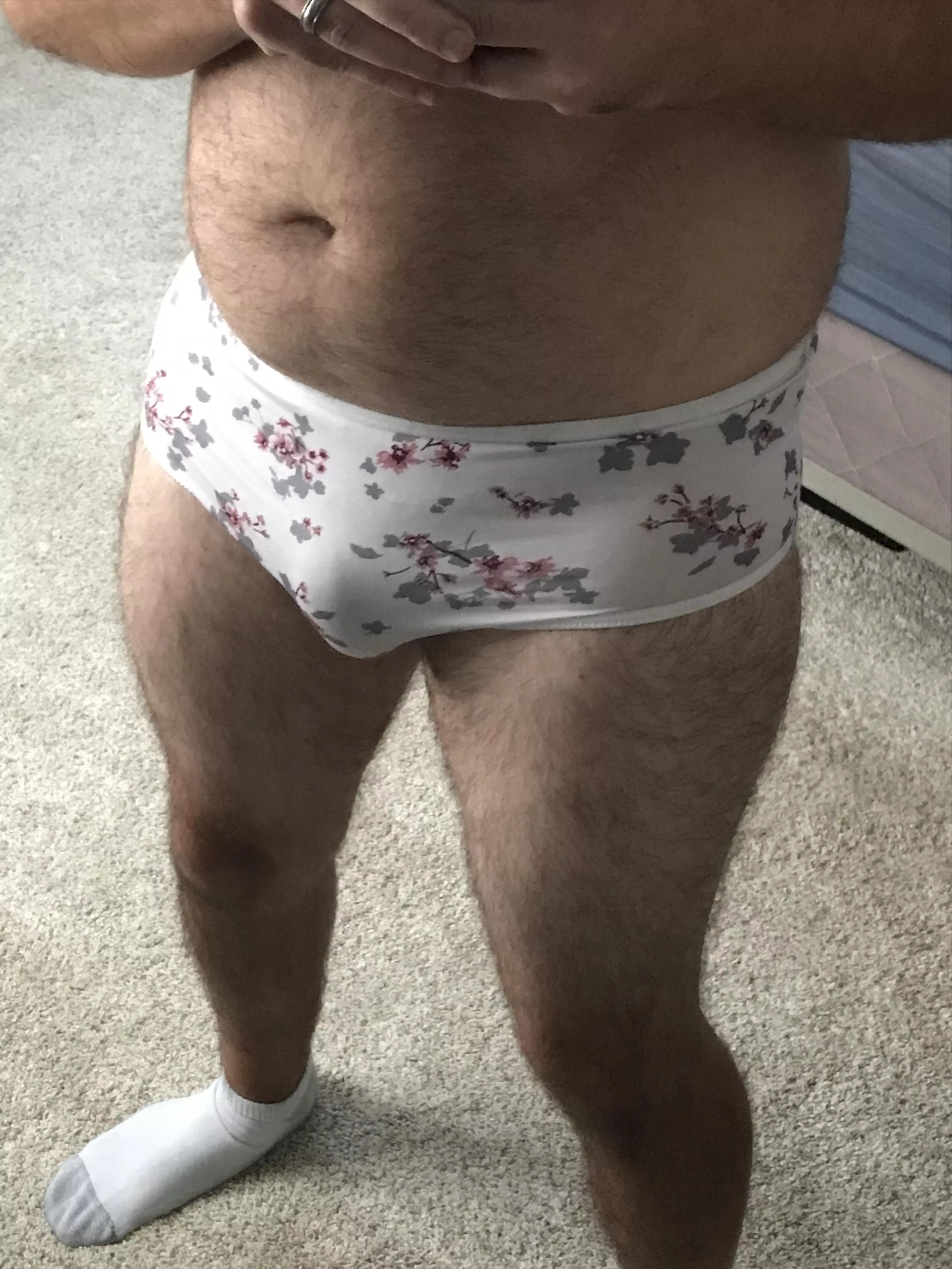 Trying on wifeâ€™s panties