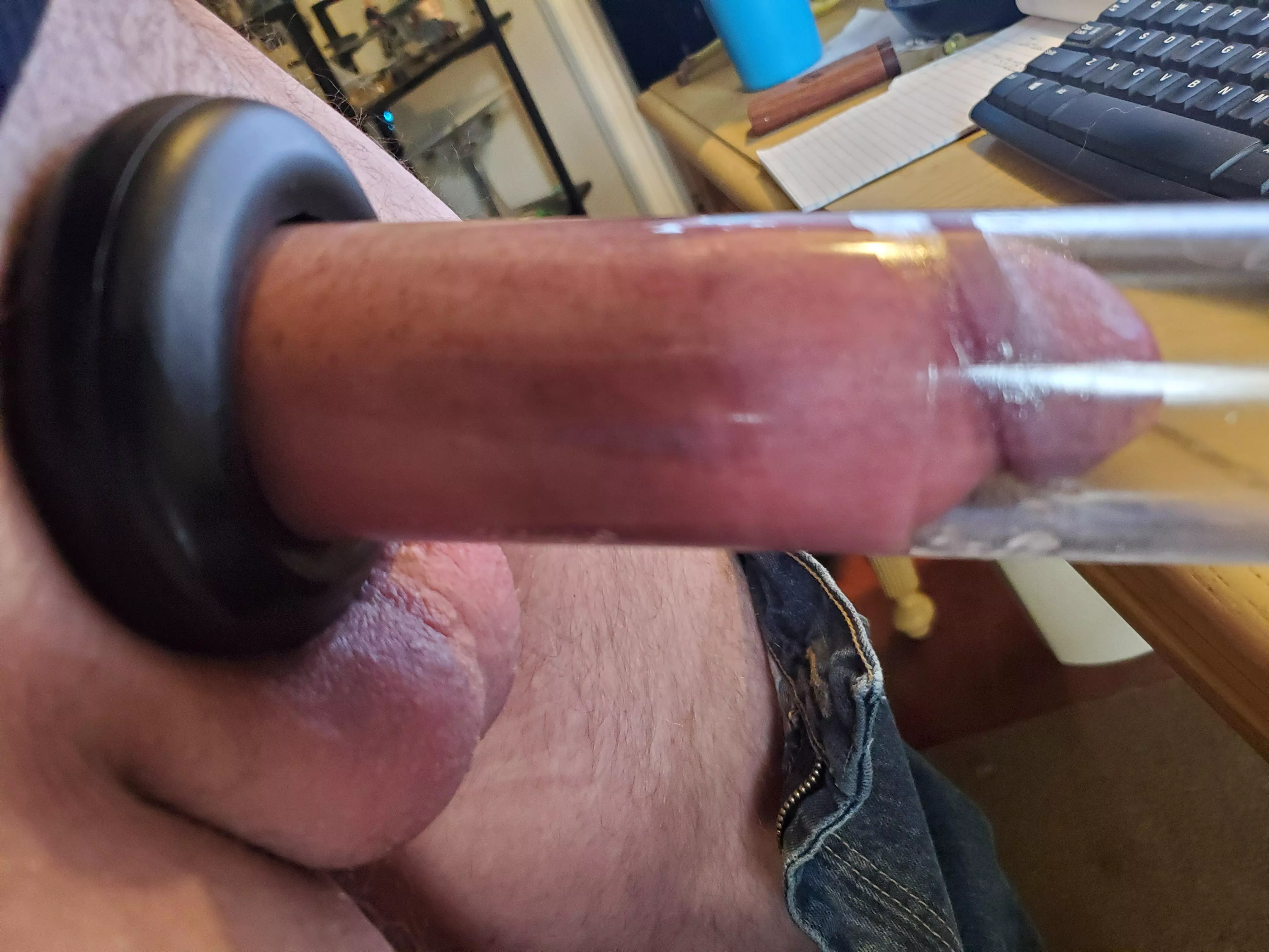 Tuesday WFH pump with coffee. I they only knew how many meetings I attend pumping my cock